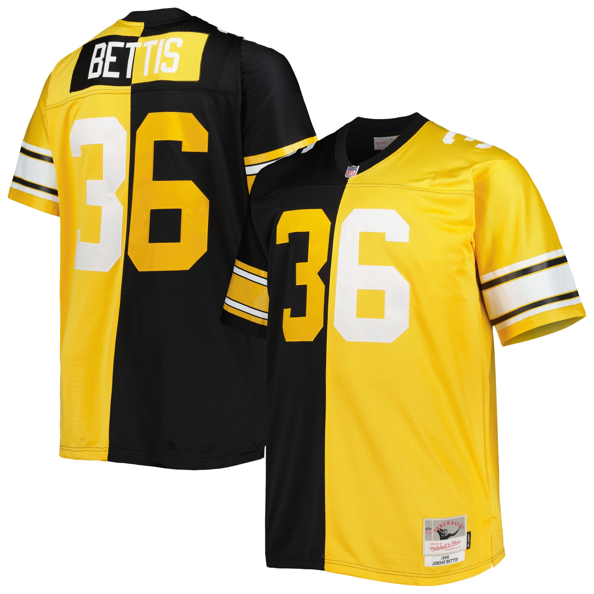 Jerome Bettis Pittsburgh Steelers Mitchell & Ness Big & Tall Split Legacy Retired Player Replica Jersey - Black/Gold - vstockx