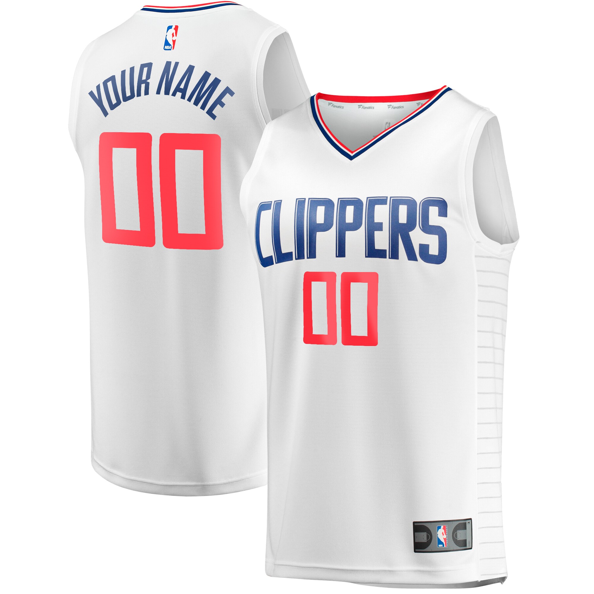 LA Clippers Fanatics Branded Fast Break Custom Replica Jersey - Association Edition - White - vstockx