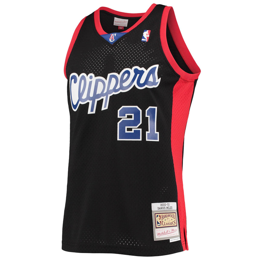 Men's LA Clippers Darius Miles Mitchell & Ness Black Hardwood Classics Reload 2.0 Swingman Jersey - vstockx