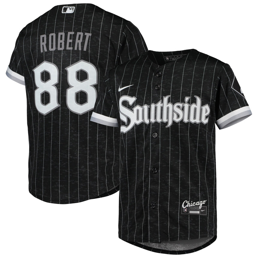 Youth Chicago White Sox Luis Robert Black/Anthracite City Connect Replica Player Jersey - vstockx