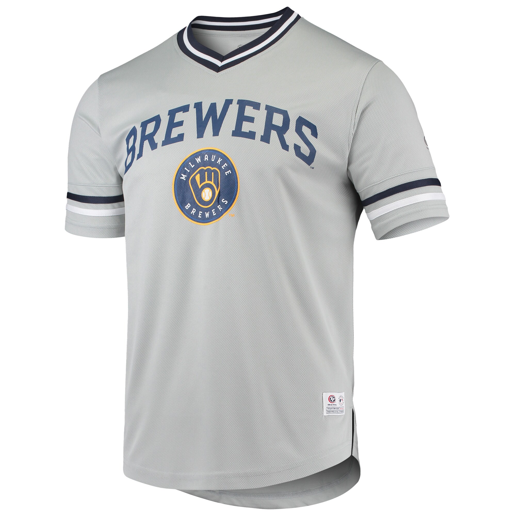 Men's Gray Milwaukee Brewers Replica V-Neck Jersey - vstockx