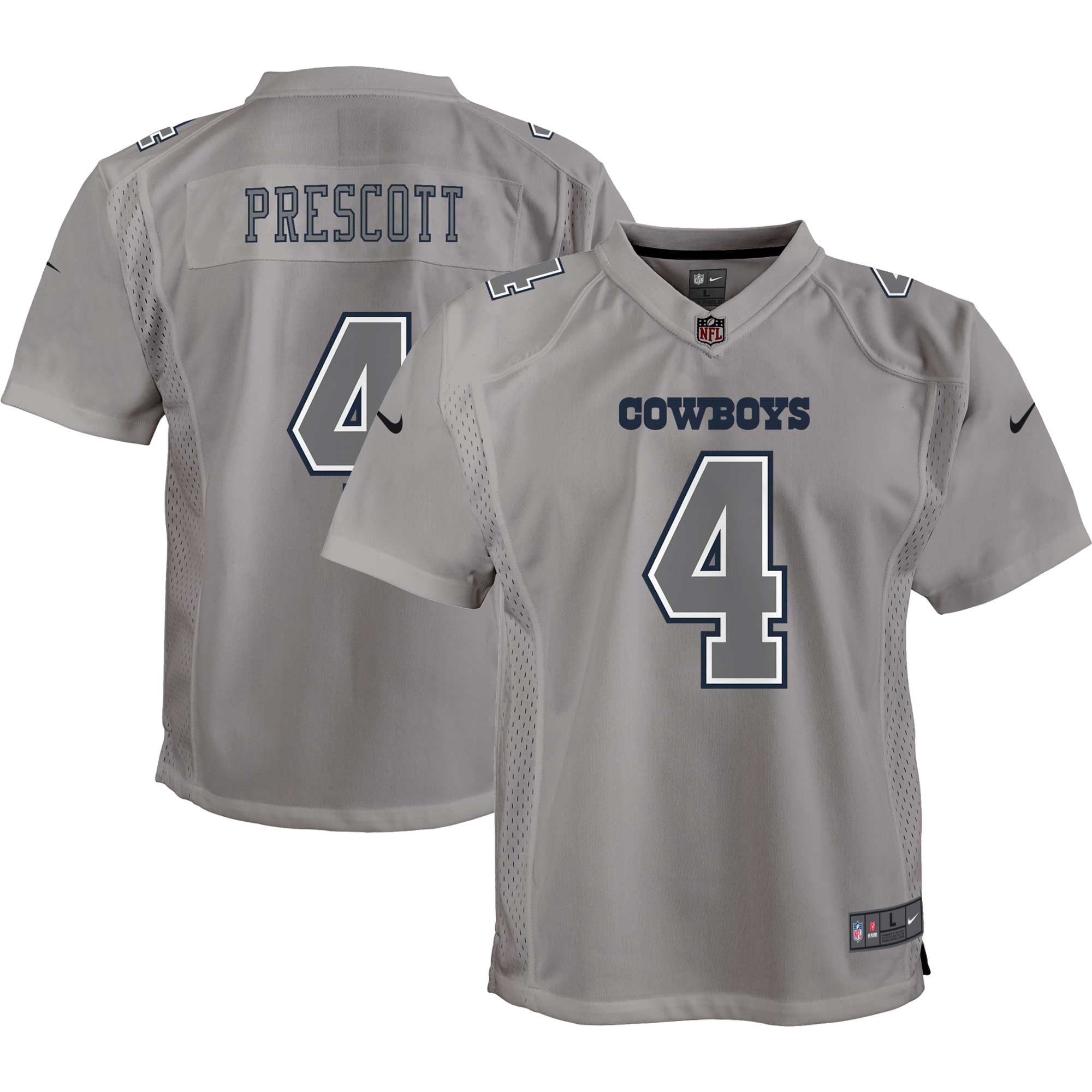 Youth Nike Dak Prescott Gray Dallas Cowboys Atmosphere Game Jersey - vstockx