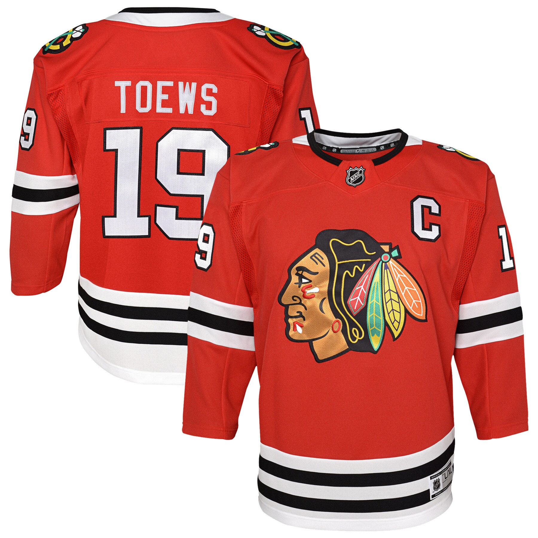 Jonathan Toews Chicago Blackhawks Youth Home Premier Player Jersey - Red - vstockx