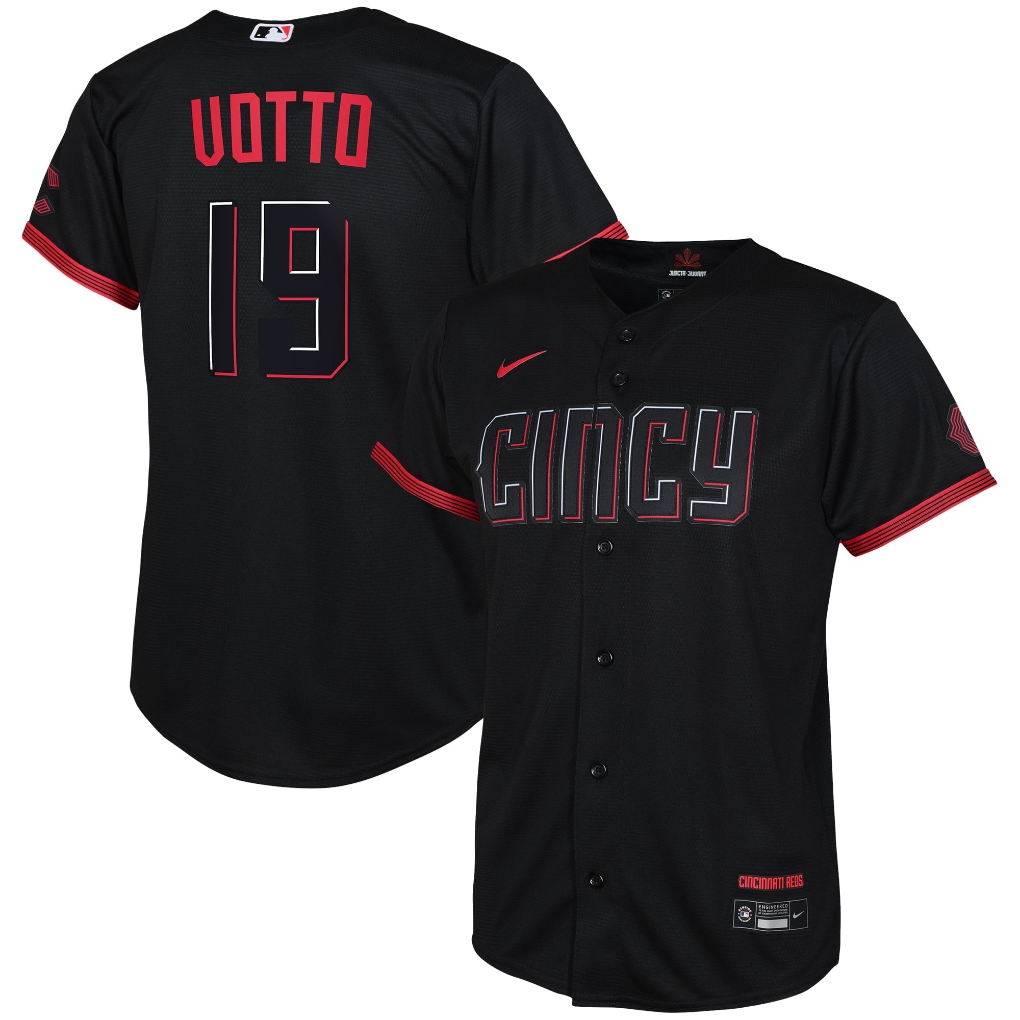 Toddler Nike Joey Votto Black Cincinnati Reds 2023 City Connect Replica Player Jersey - vstockx