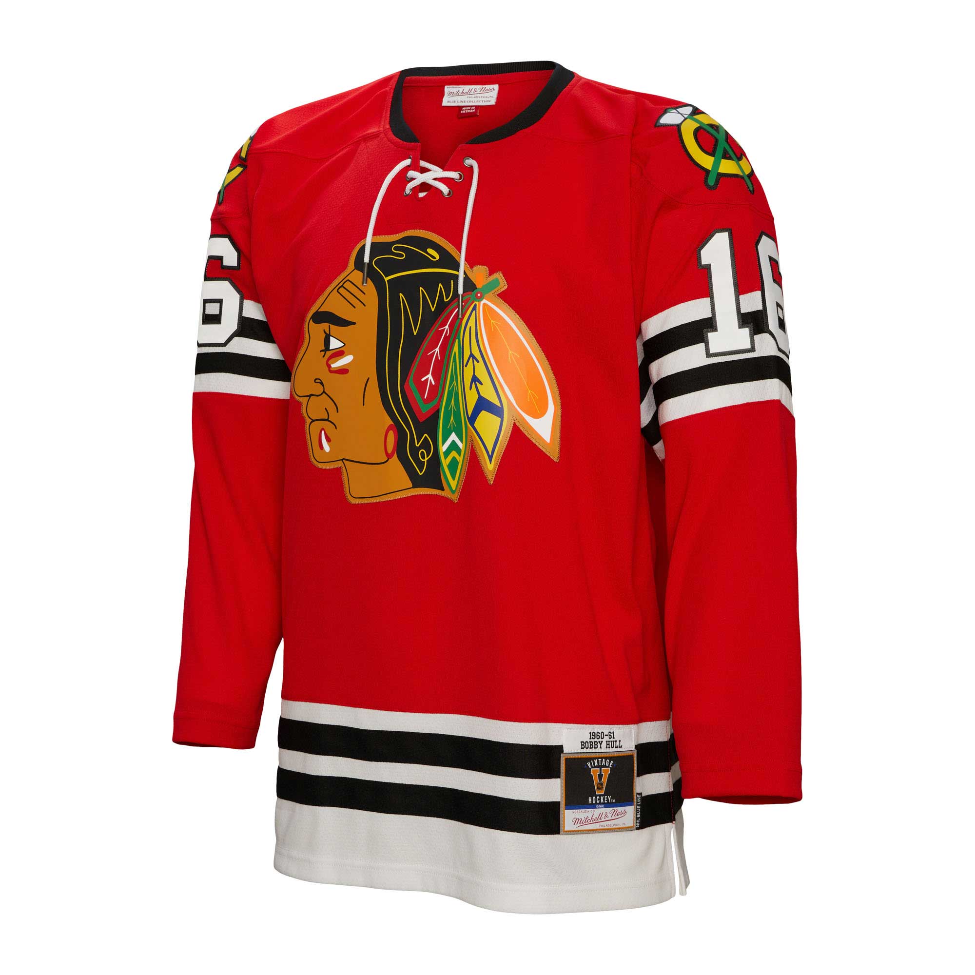 Bobby Hull Chicago Blackhawks Mitchell & Ness 1960/61 Blue Line Player Jersey - Red - vstockx
