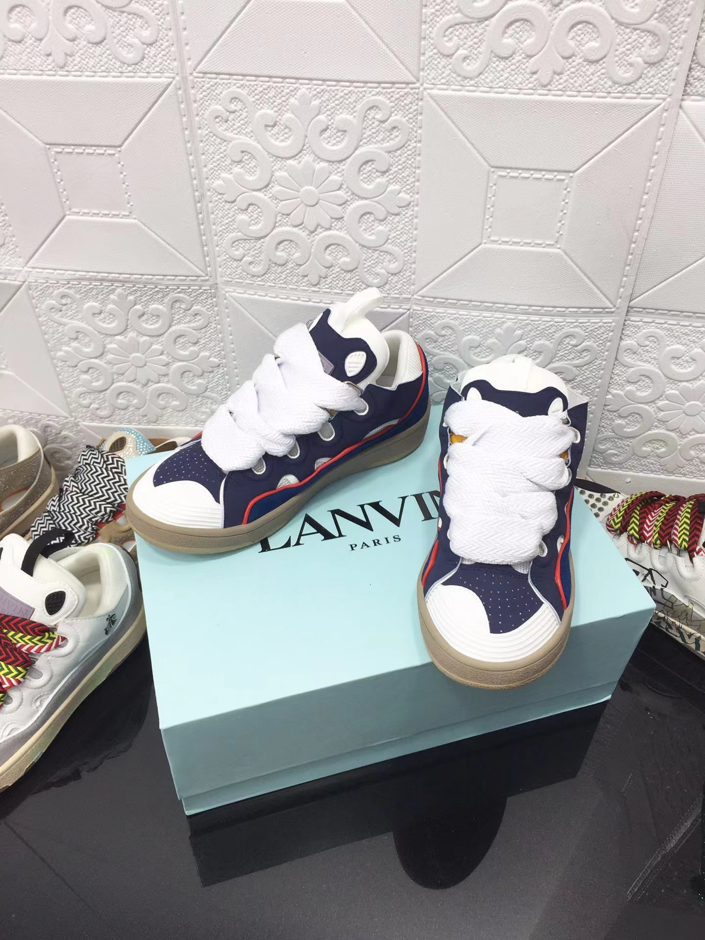 Lanvin Leather Curb blue and white color - vstockx