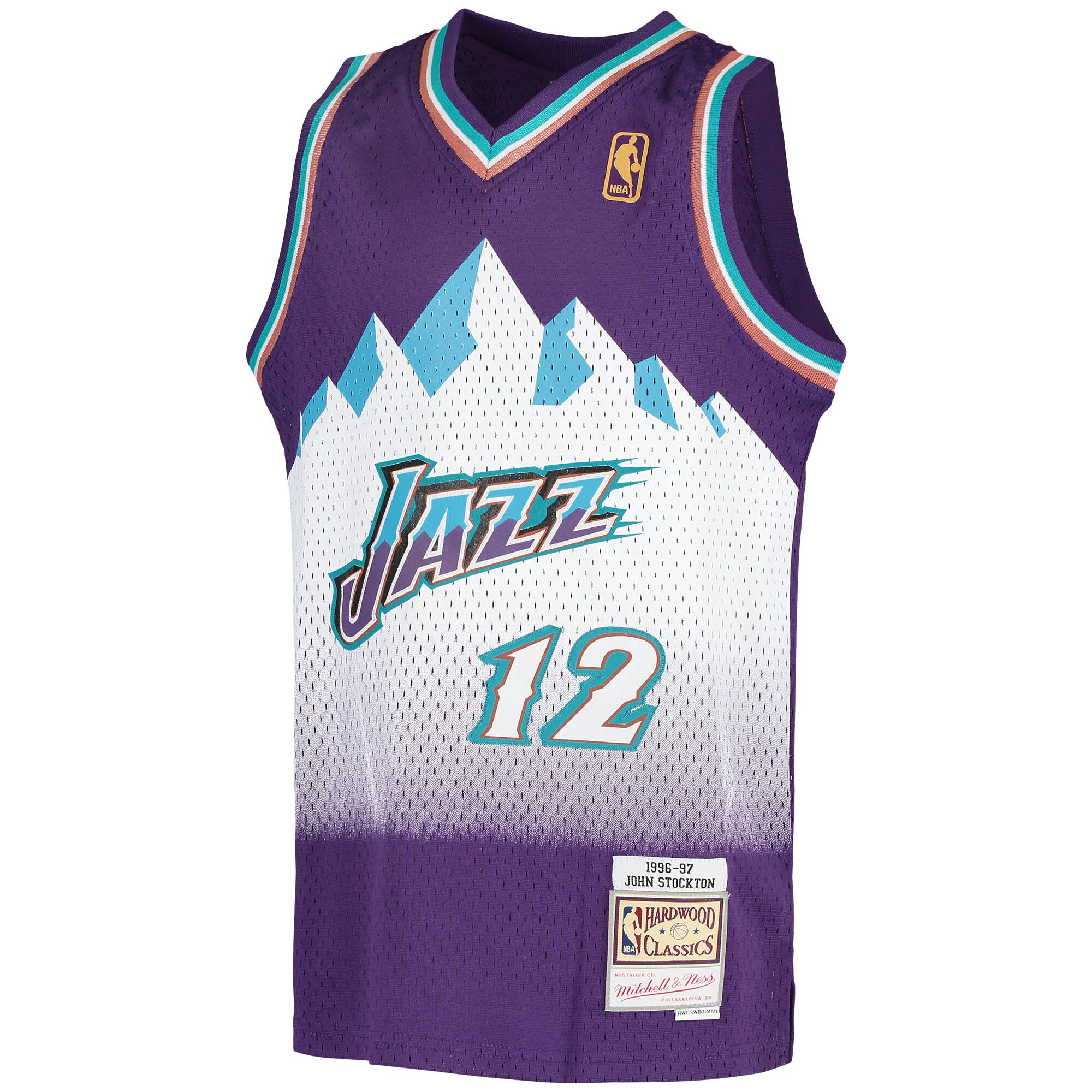 John Stockton Utah Jazz Mitchell & Ness Youth 1991-92 Hardwood Classics Swingman Throwback Jersey - Purple - vstockx