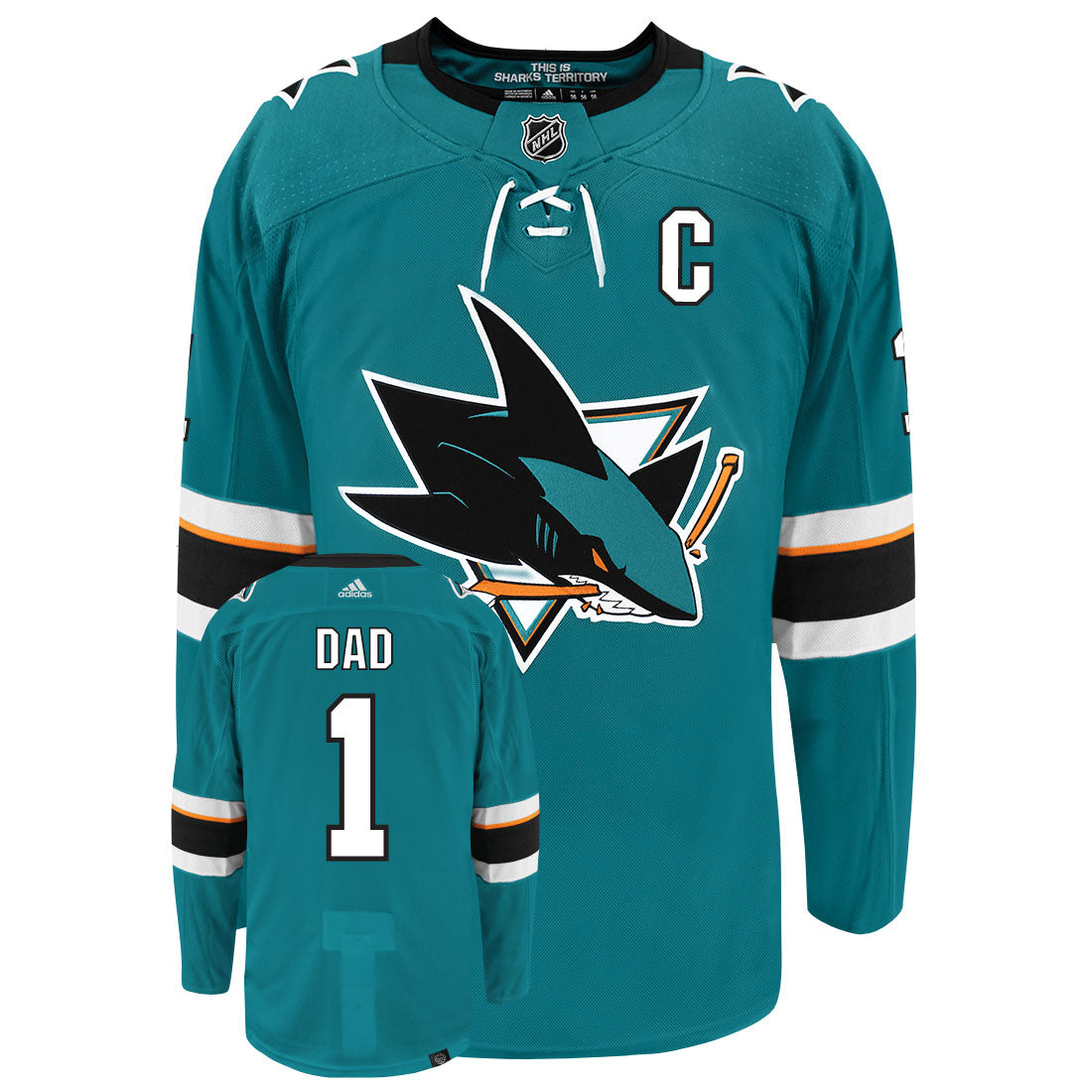 San Jose Sharks Dad Number One Adidas Primegreen Authentic NHL Hockey Jersey - vstockx
