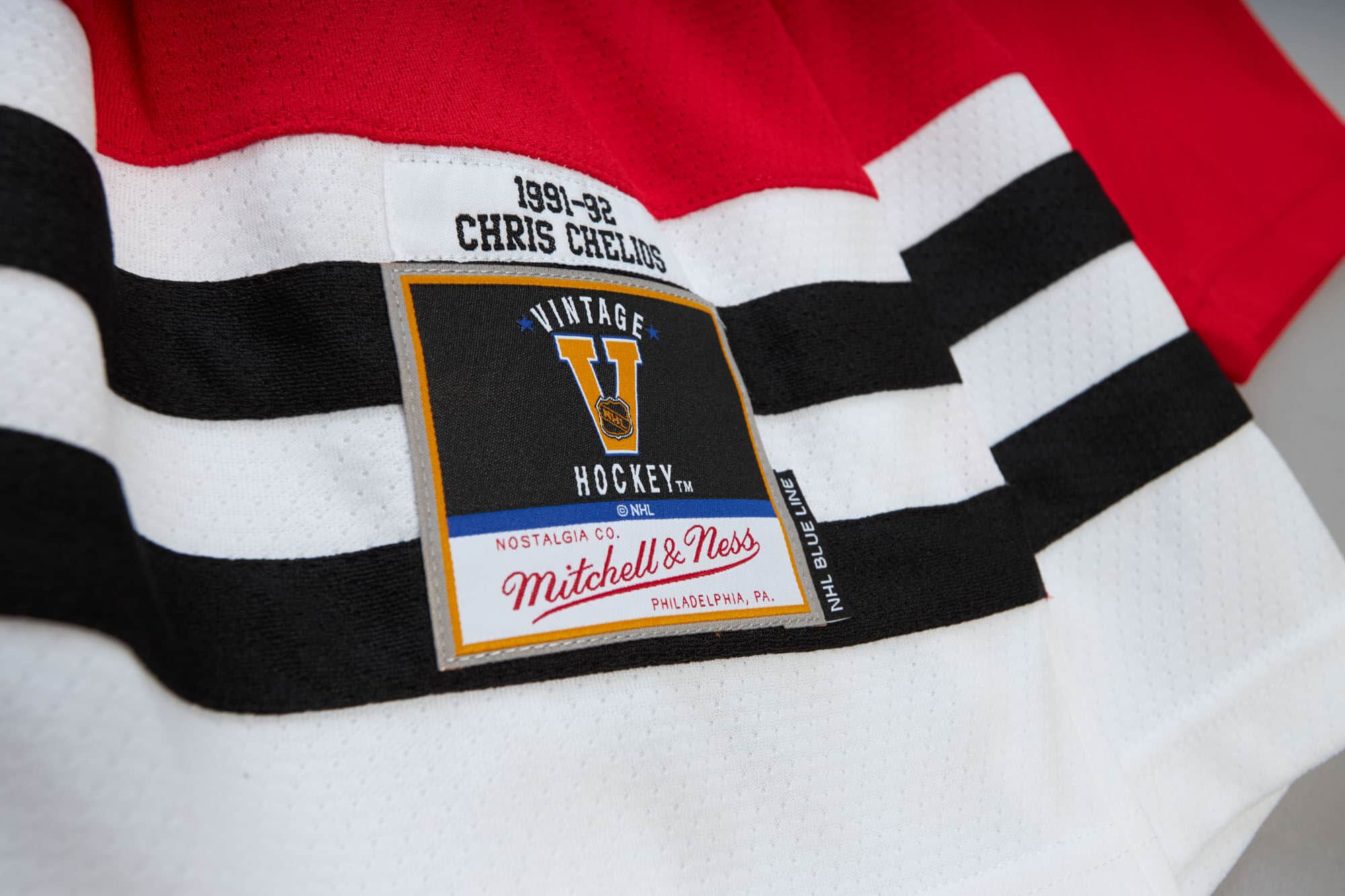 Blue Line Chris Chelios Chicago Blackhawks 1991 Jersey - vstockx
