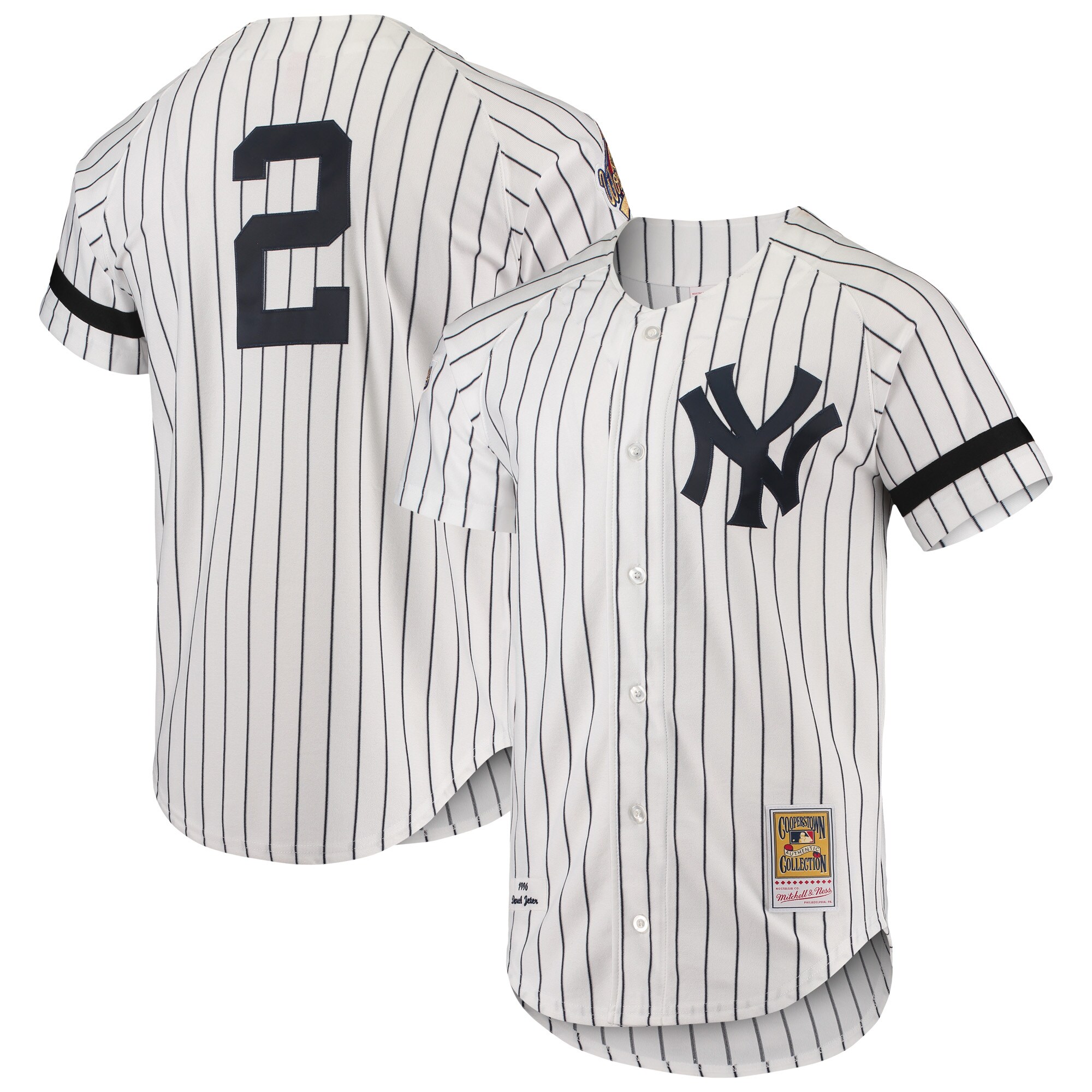 New York Yankees Mitchell & Ness Cooperstown Collection 1996 Authentic Home Jersey - White - vstockx