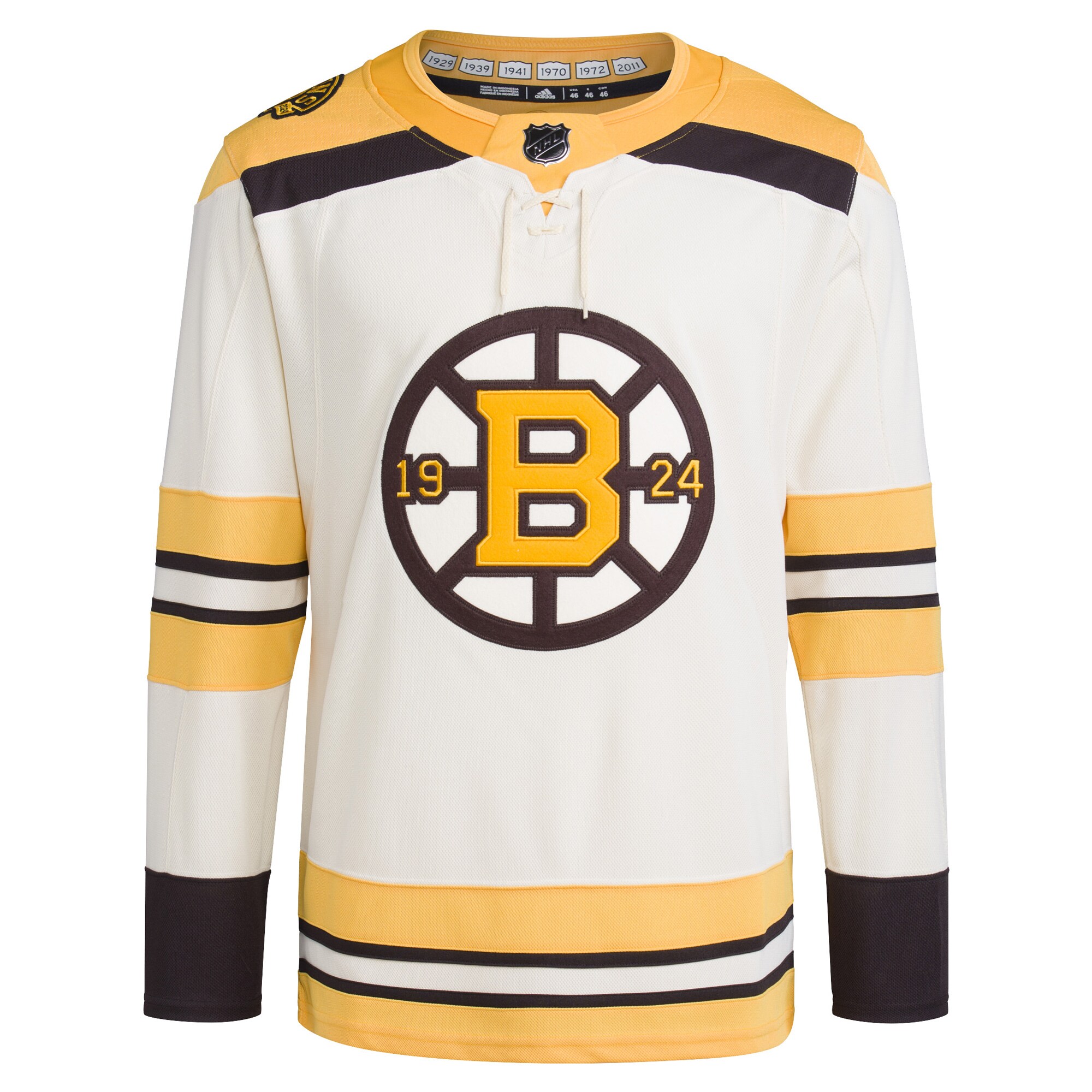 Boston Bruins adidas 100th Anniversary Primegreen Authentic Jersey - Cream - vstockx