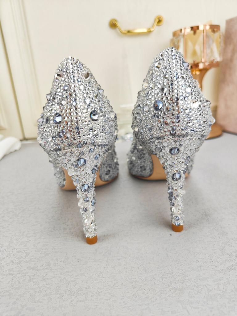 Jimmy Choo Allure Crystal high heels silver white - vstockx