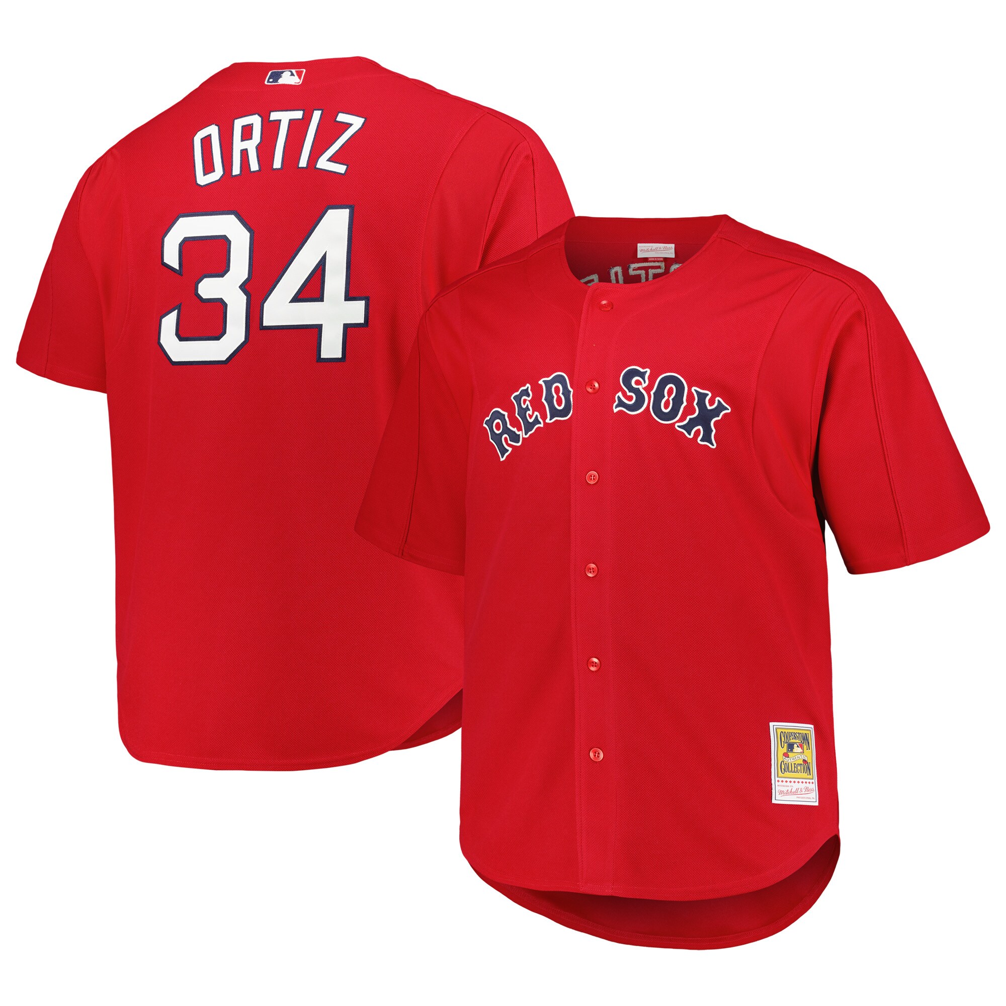 David Ortiz Boston Red Sox Mitchell & Ness Big & Tall Cooperstown Collection Batting Practice Replica Jersey - Red - vstockx