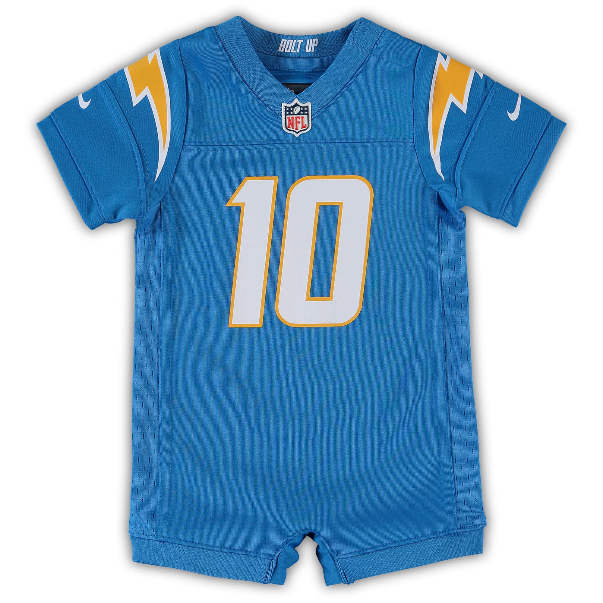 Justin Herbert Los Angeles Chargers Nike Infant Game Romper Jersey - Powder Blue - vstockx