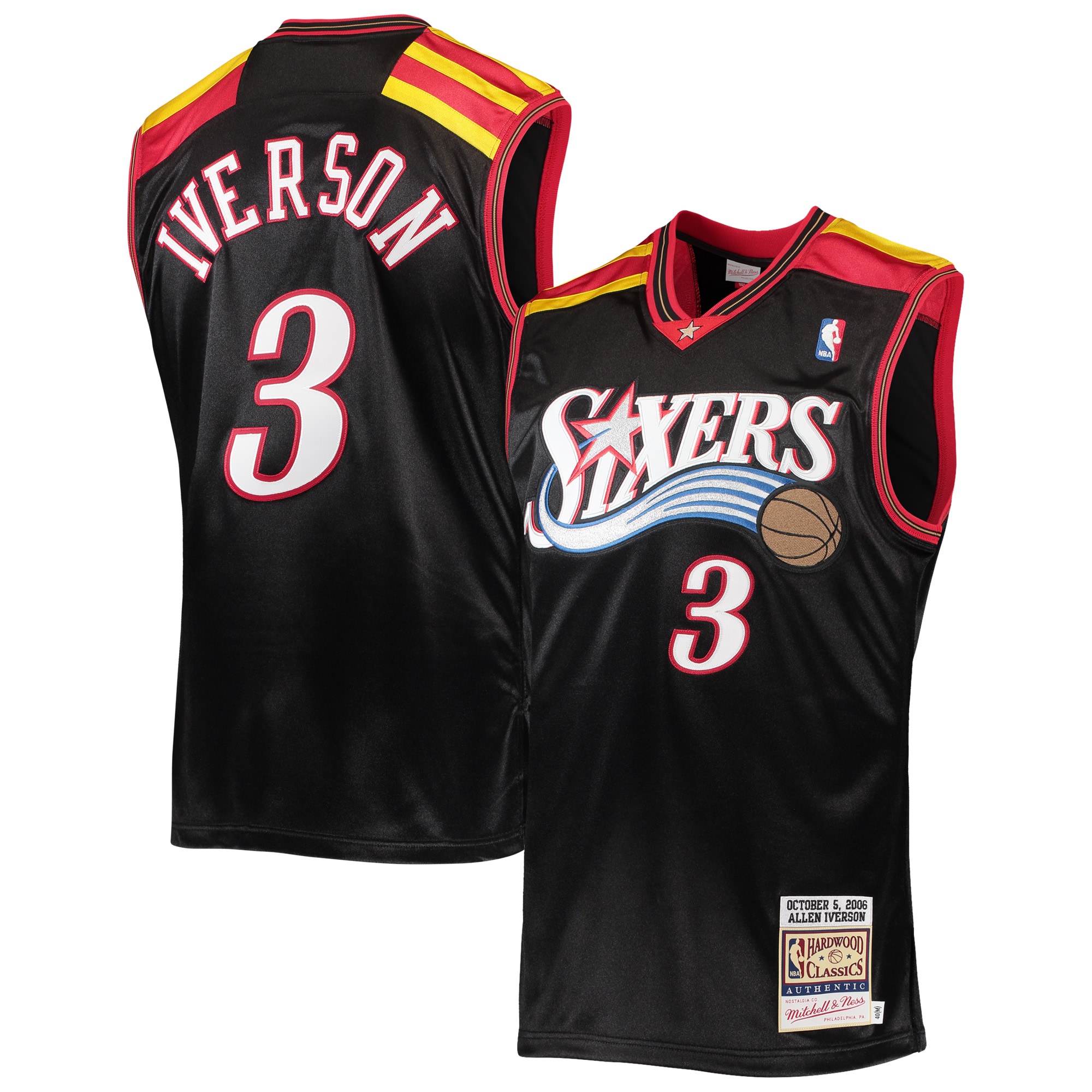 Allen Iverson Philadelphia 76ers Mitchell & Ness Hardwood Classics Authentic 2006 Jersey - Black - vstockx