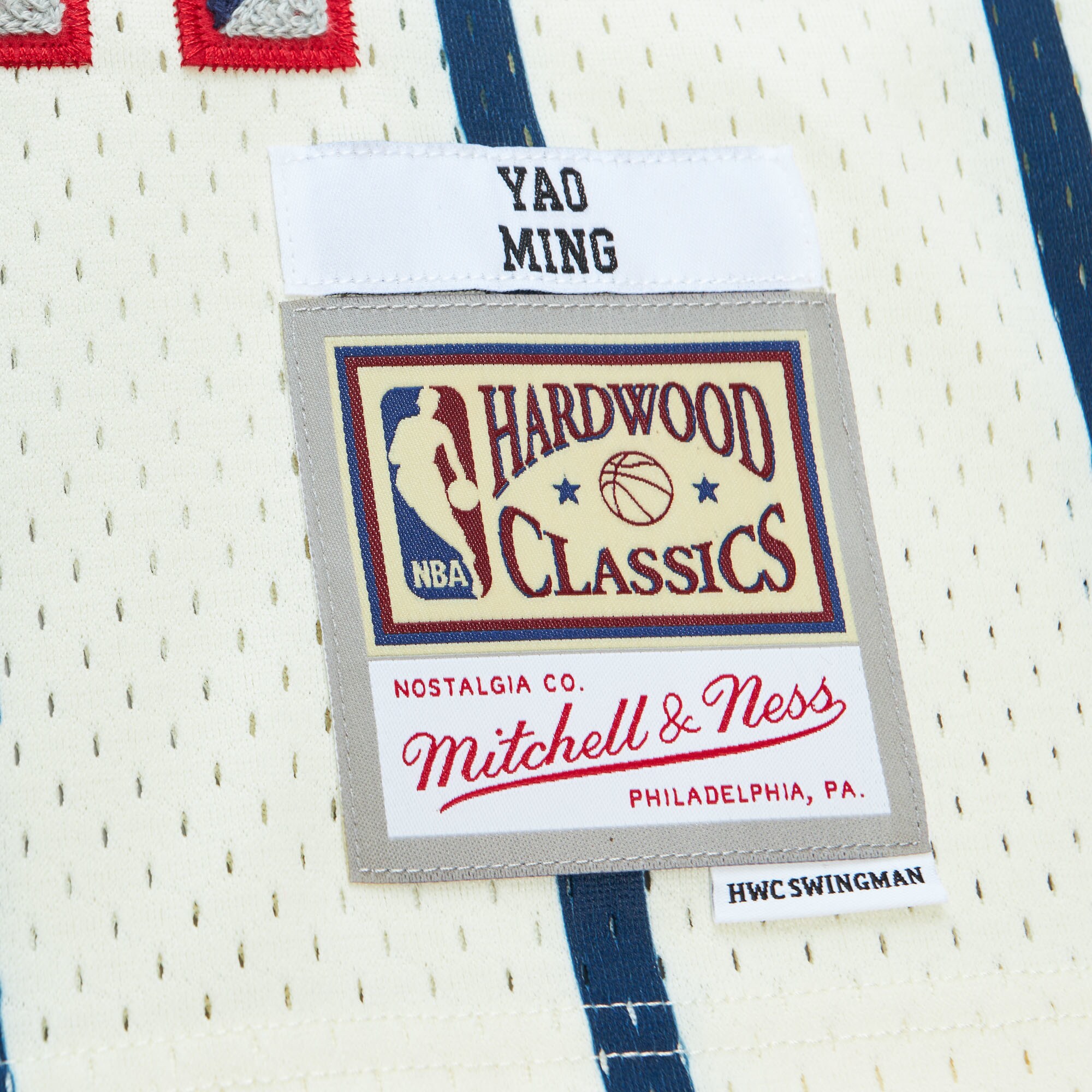 Yao Ming Houston Rockets Mitchell & Ness Chainstitch Swingman Jersey - Cream - vstockx