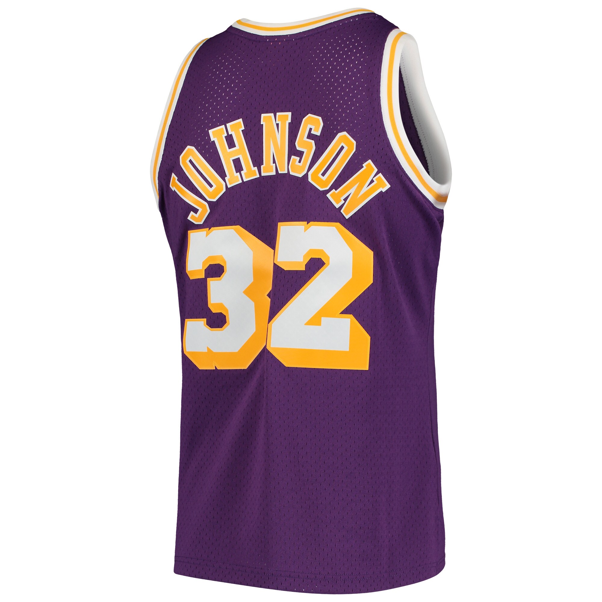 Magic Johnson Los Angeles Lakers Mitchell & Ness Hardwood Classics Swingman Jersey - Purple - vstockx