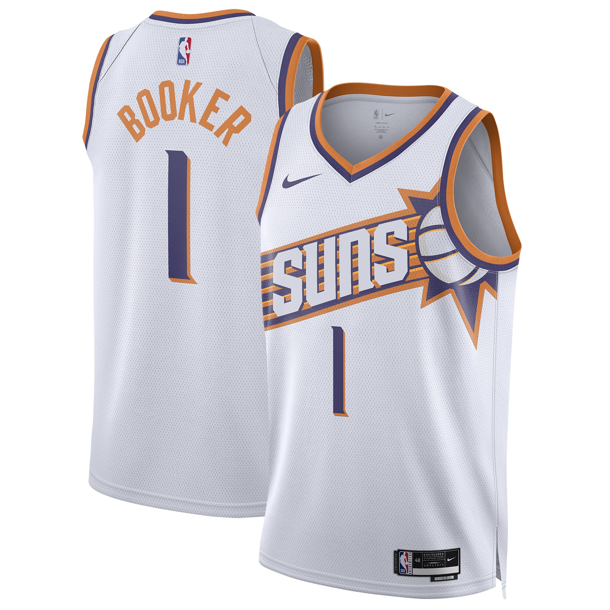 Devin Booker Phoenix Suns Nike Unisex Swingman Performance Jersey - Association Edition - White - vstockx
