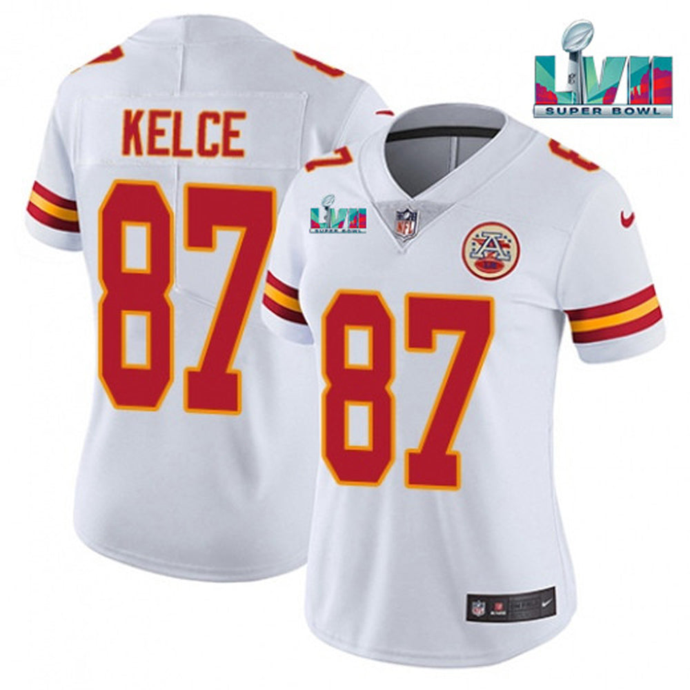 Women's Kansas City Chiefs Travis Kelce Super Bowl 57 Game Vapor Jersey White - vstockx