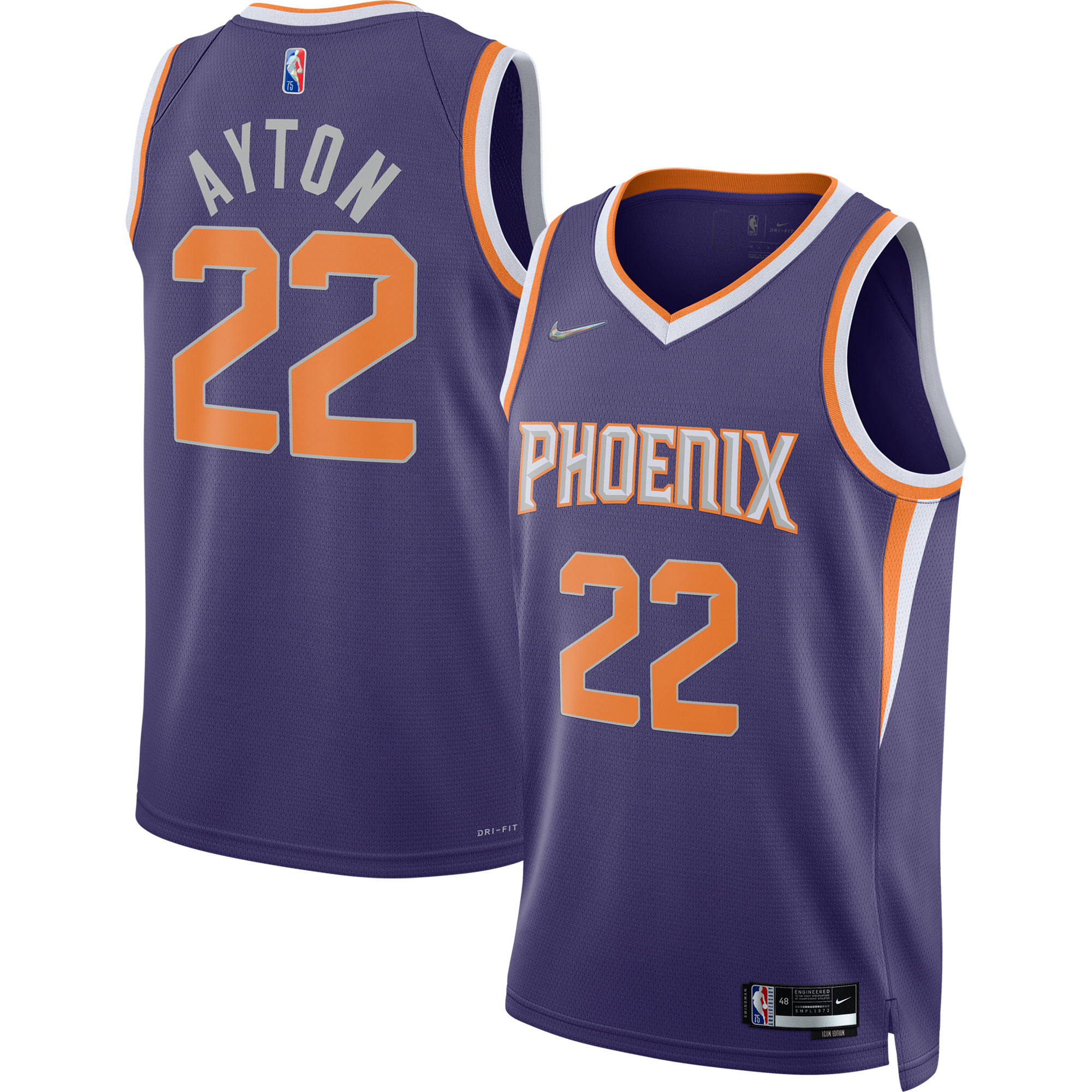 Deandre Ayton Phoenix Suns Nike 2021/22 Diamond Swingman Jersey - Icon Edition - Purple - vstockx