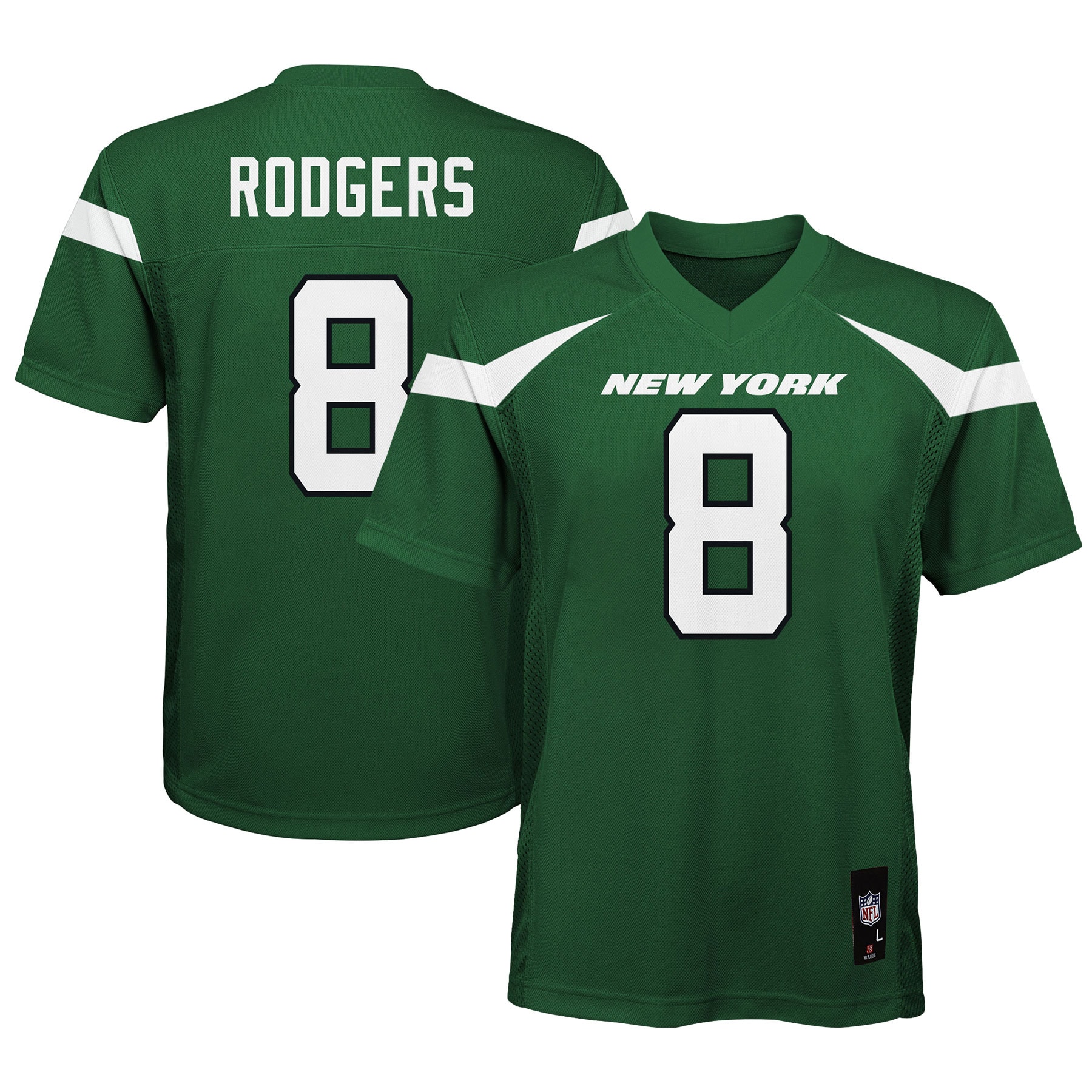Aaron Rodgers New York Jets Youth Replica Player Jersey - Gotham Green - vstockx