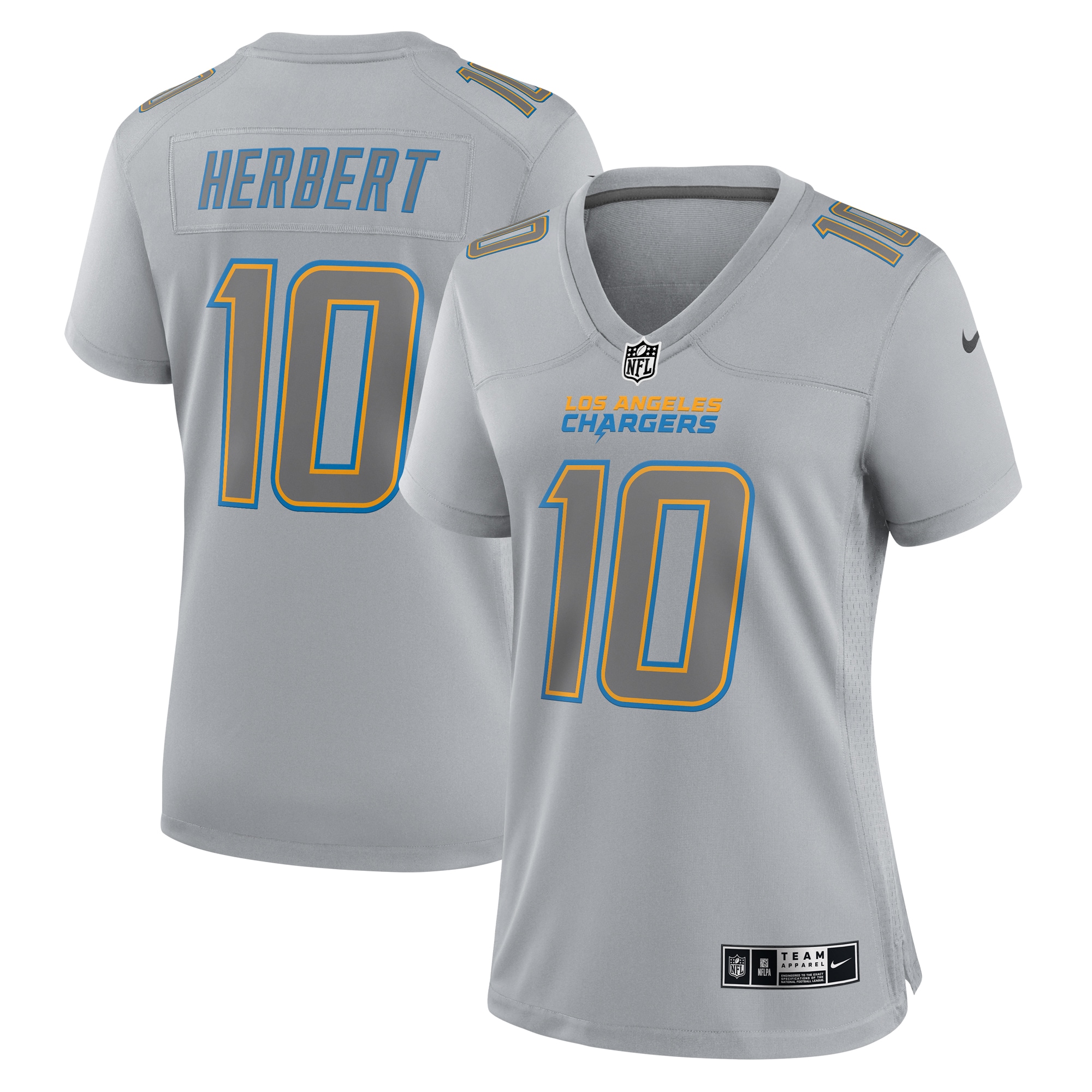 Justin Herbert Los Angeles Chargers Nike Women's Atmosphere Fashion Game Jersey - Gray - vstockx