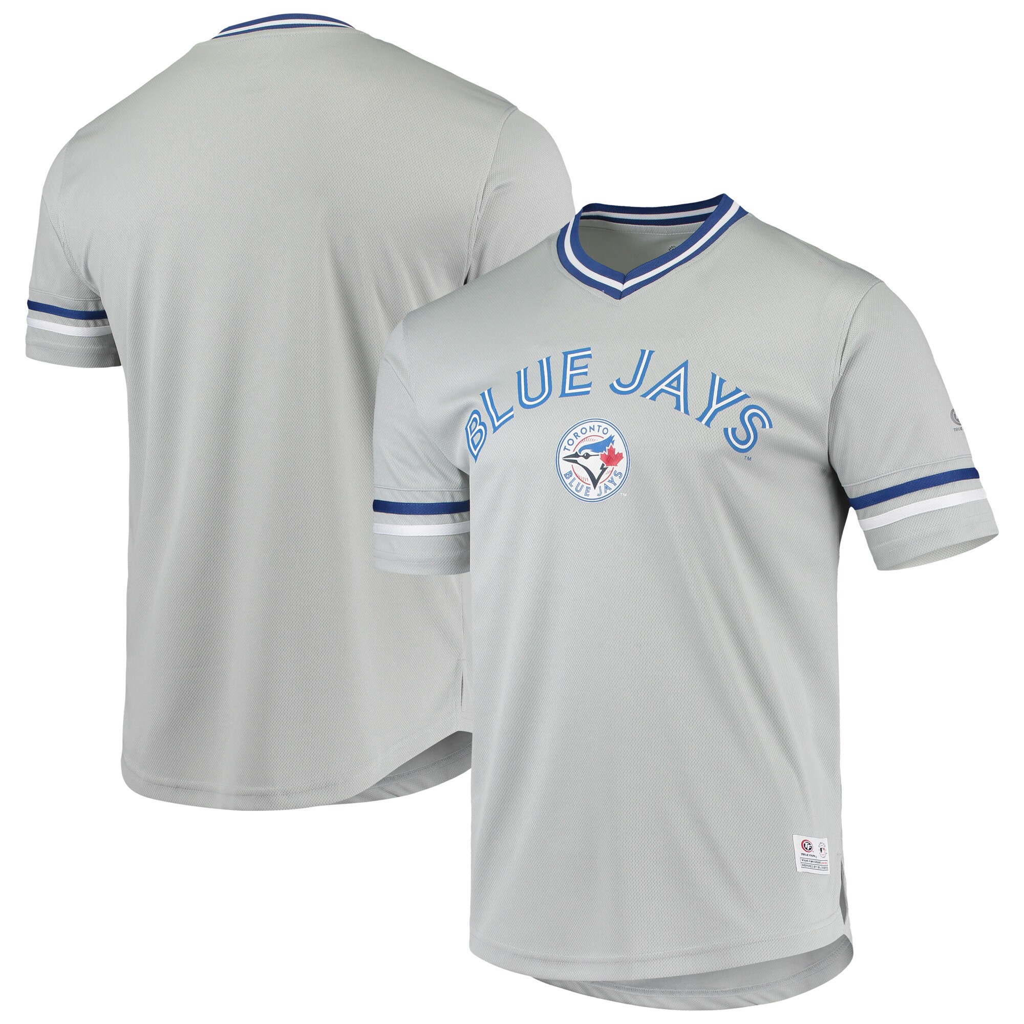 Men's Gray Toronto Blue Jays Replica V-Neck Jersey - vstockx