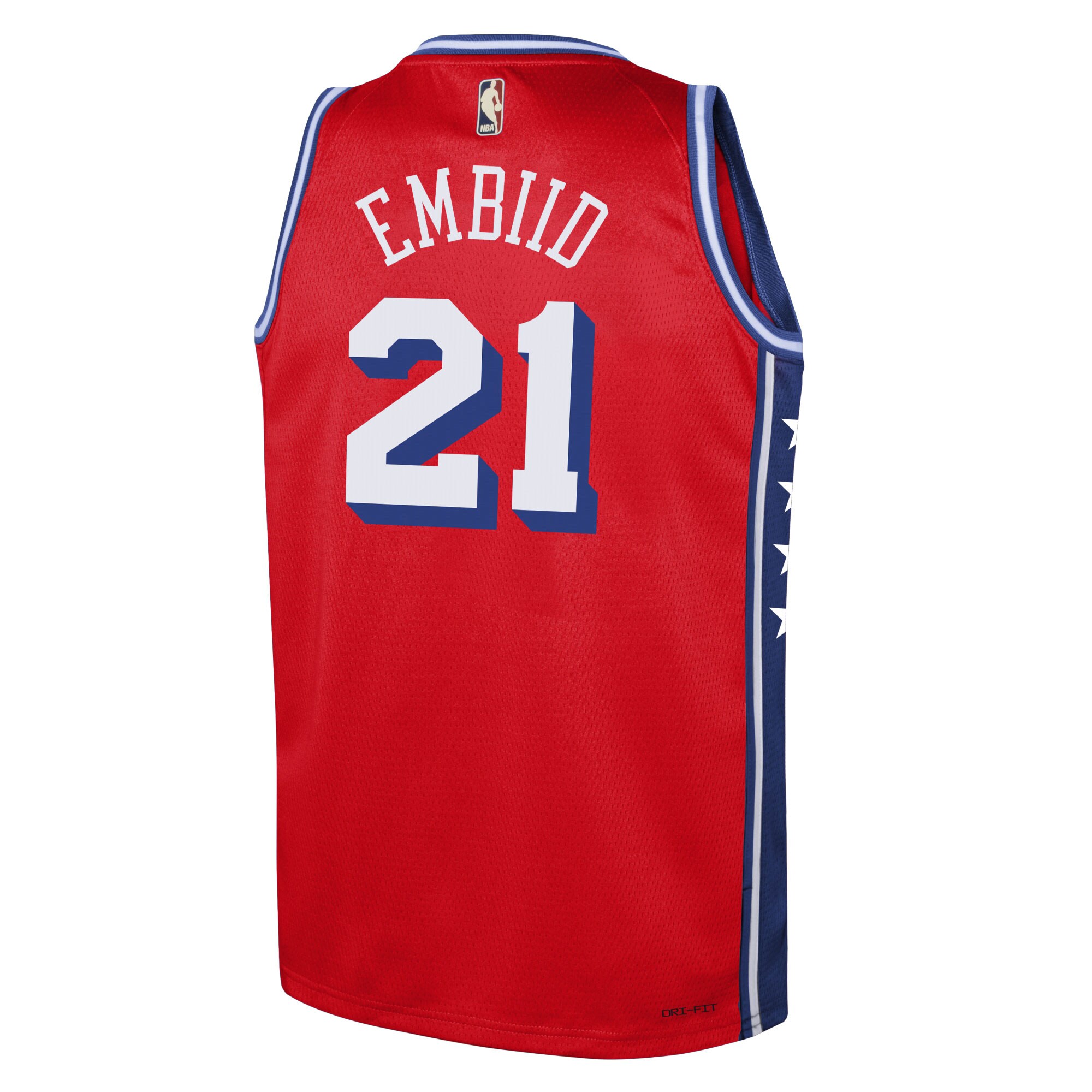 Joel Embiid Philadelphia 76ers Jordans Brand Youth Swingman Jersey - Statement Edition - Red - vstockx