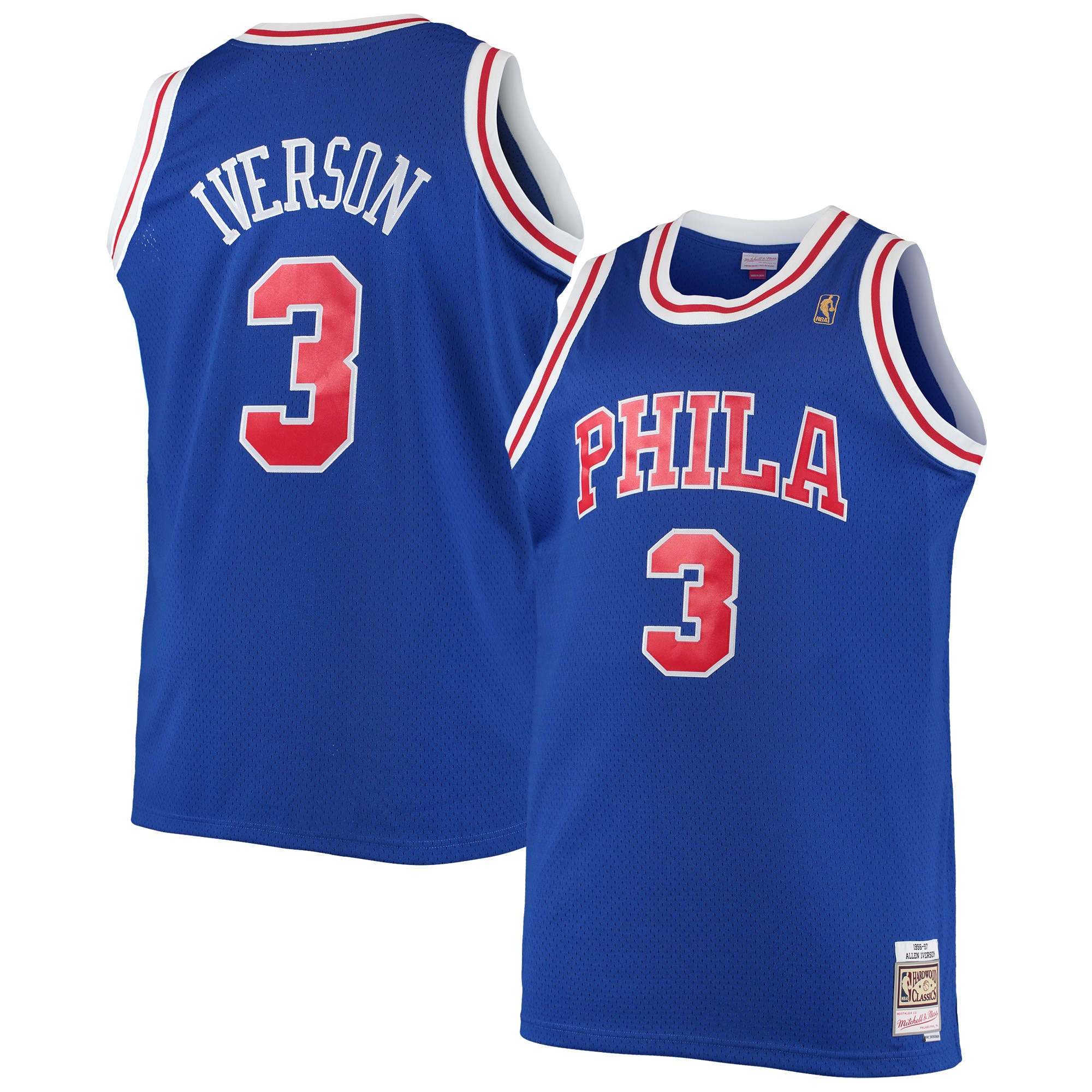 Allen Iverson Philadelphia 76ers Mitchell & Ness Big & Tall Hardwood Classics Swingman Jersey - Royal - vstockx
