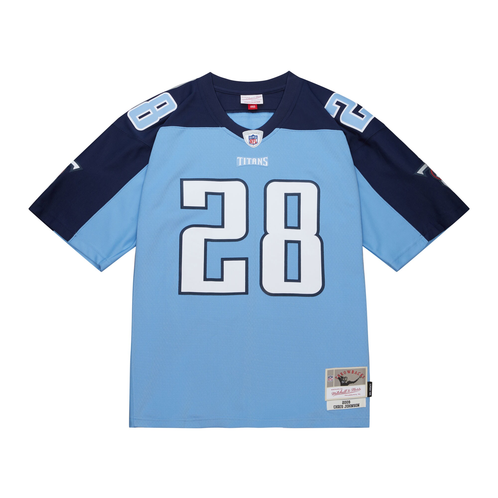 Chris Johnson Tennessee Titans Mitchell & Ness Legacy Replica Jersey - Light Blue - vstockx
