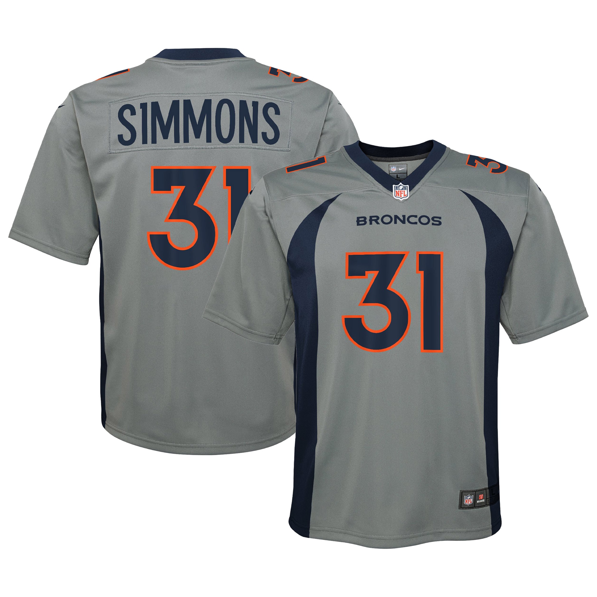 Justin Simmons Denver Broncos Nike Youth Inverted Game Jersey - Gray - vstockx
