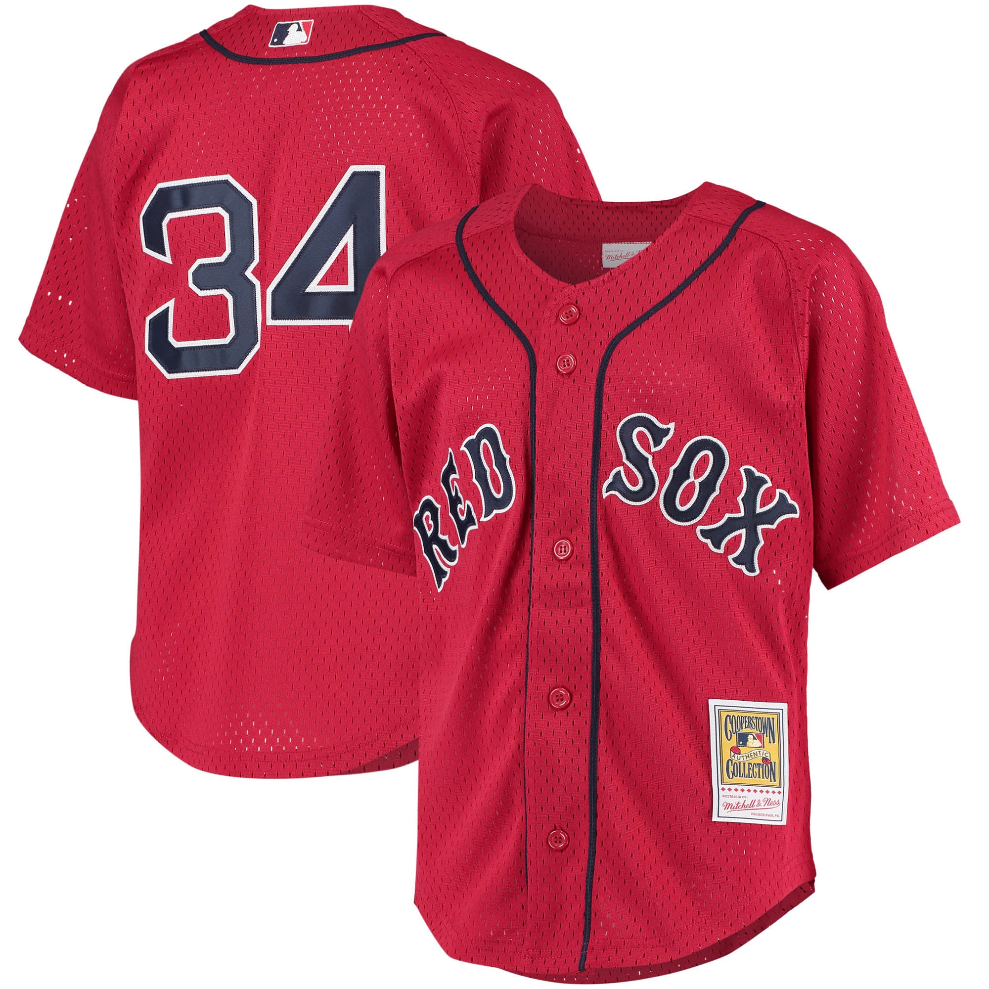 David Ortiz Boston Red Sox Mitchell & Ness Youth Cooperstown Collection Batting Practice Jersey - Red - vstockx