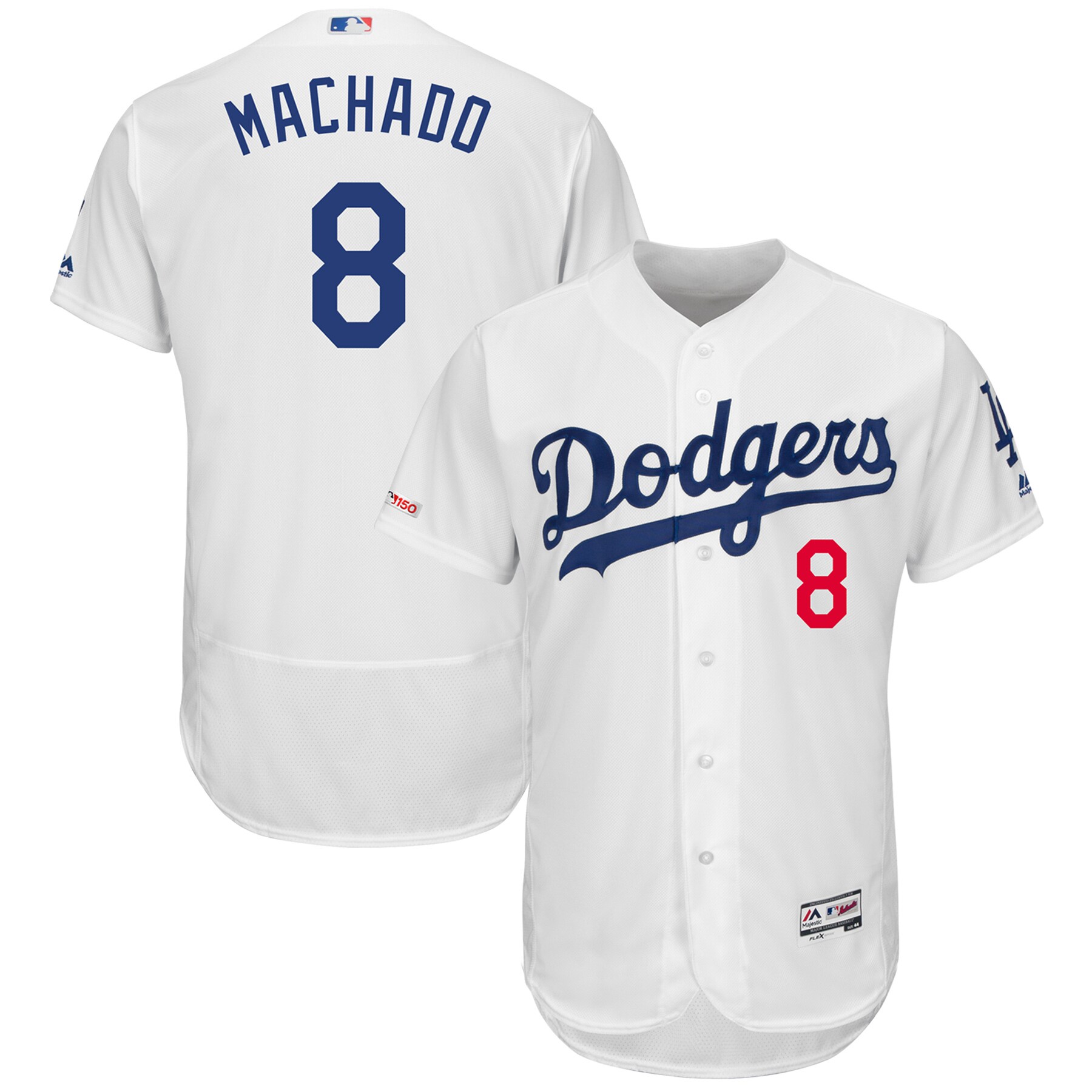 Manny Machado Los Angeles Dodgers Majestic Home Authentic Collection Flex Base Player Jersey - White - vstockx