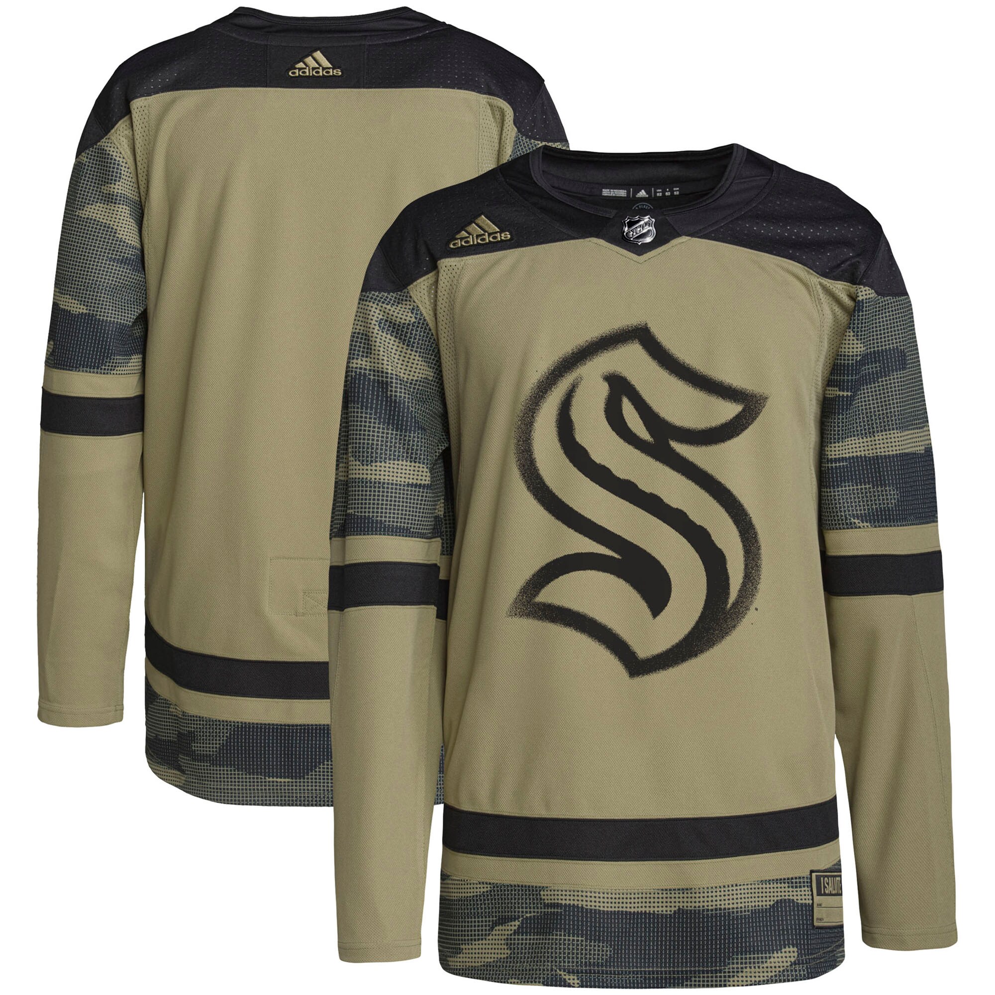 Seattle Kraken adidas Military Appreciation Team Authentic Practice Jersey - Camo - vstockx