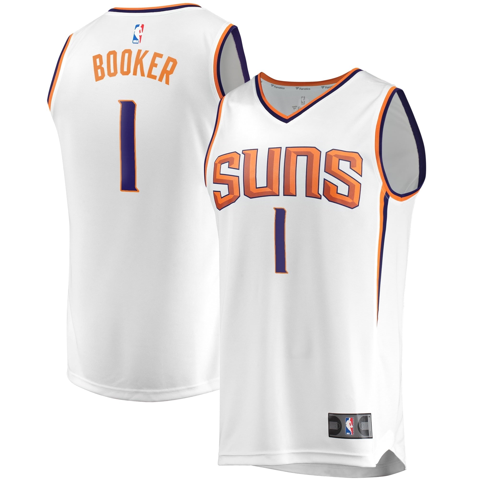 Men's Fanatics Branded Devin Booker White Phoenix Suns 2020/21 Fast Break Replica Player Jersey - Association Edition - vstockx