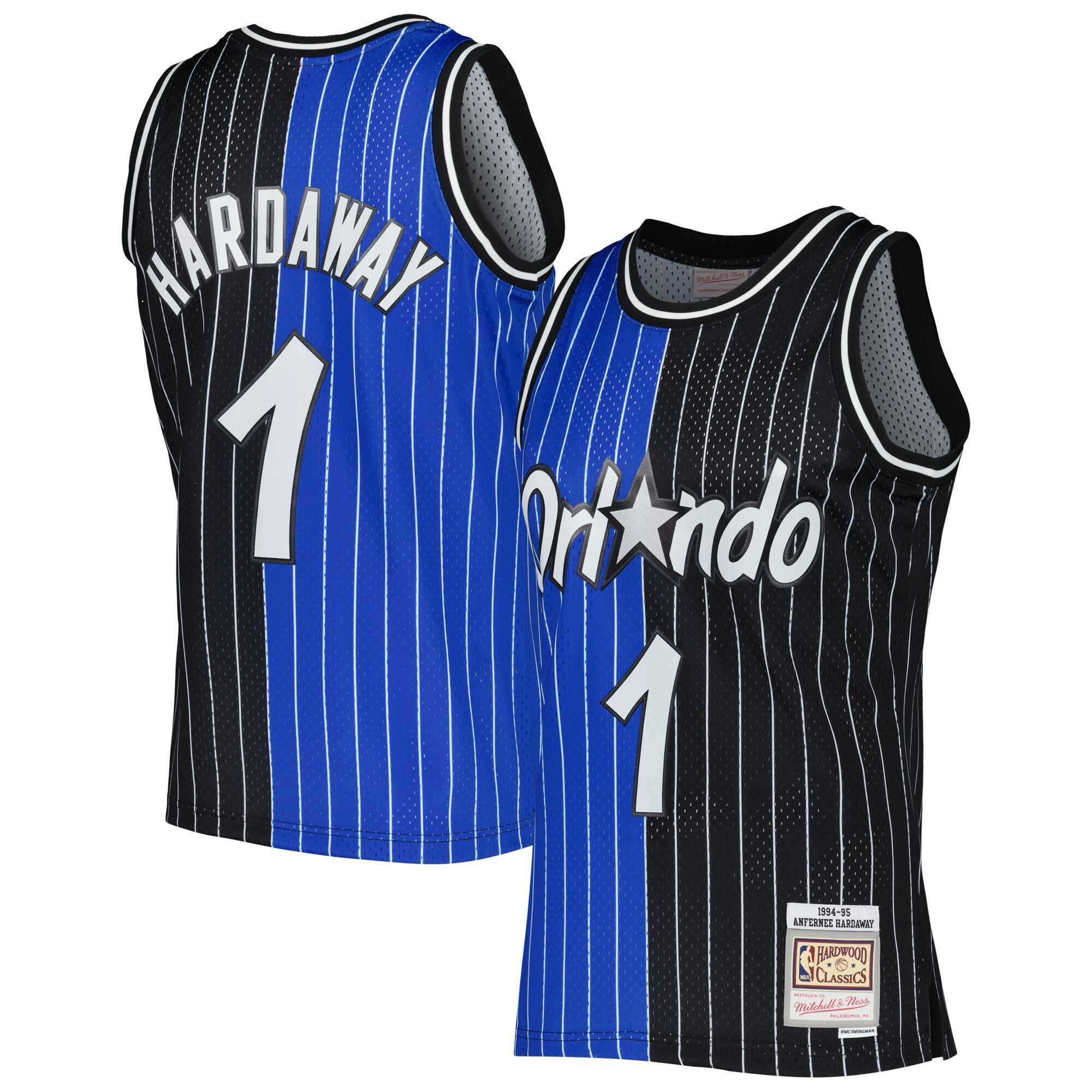 Penny Hardaway Orlando Magic Mitchell & Ness Hardwood Classics 1994/95 Split Swingman Jersey - Blue/Black - vstockx