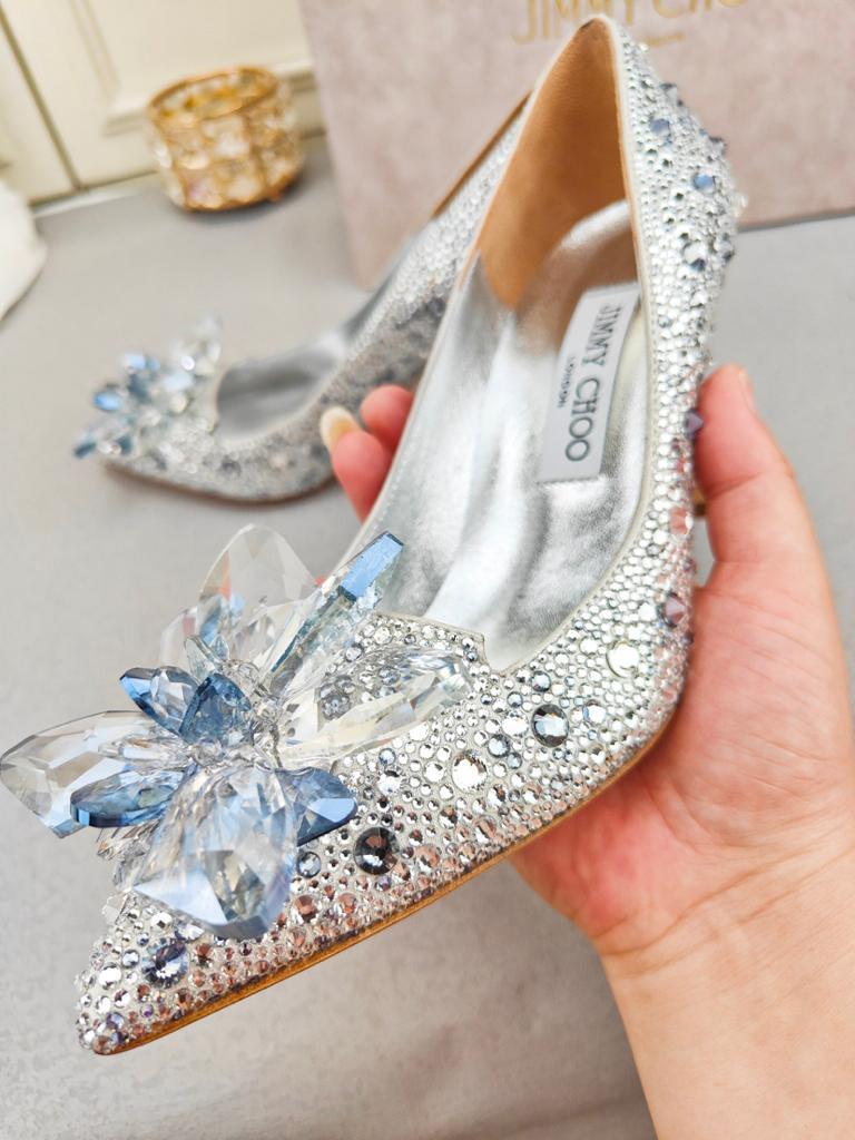 Jimmy Choo Allure Crystal high heels silver white - vstockx
