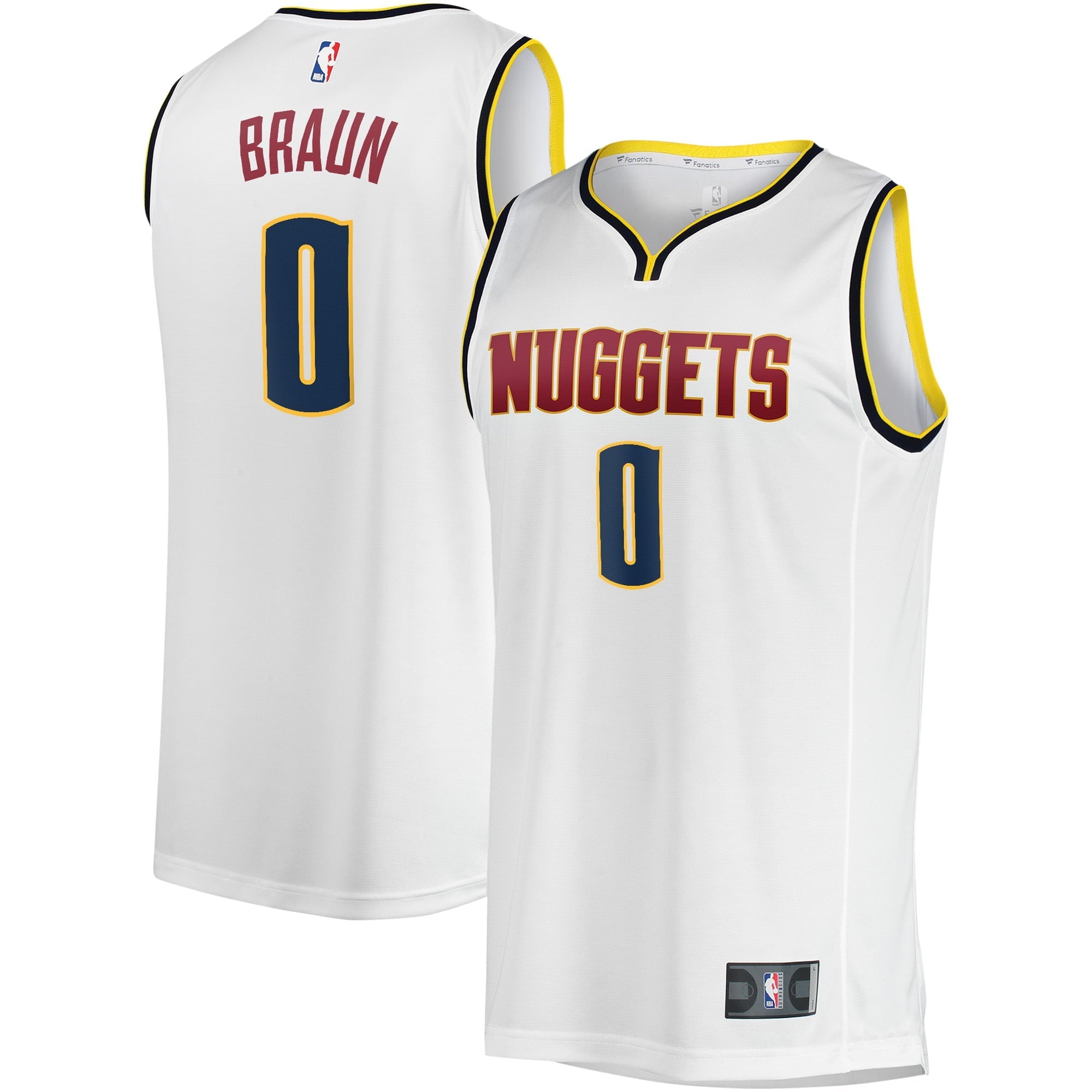 Youth Fanatics Branded Christian Braun White Denver Nuggets Fast Break Player Jersey - Association Edition - vstockx