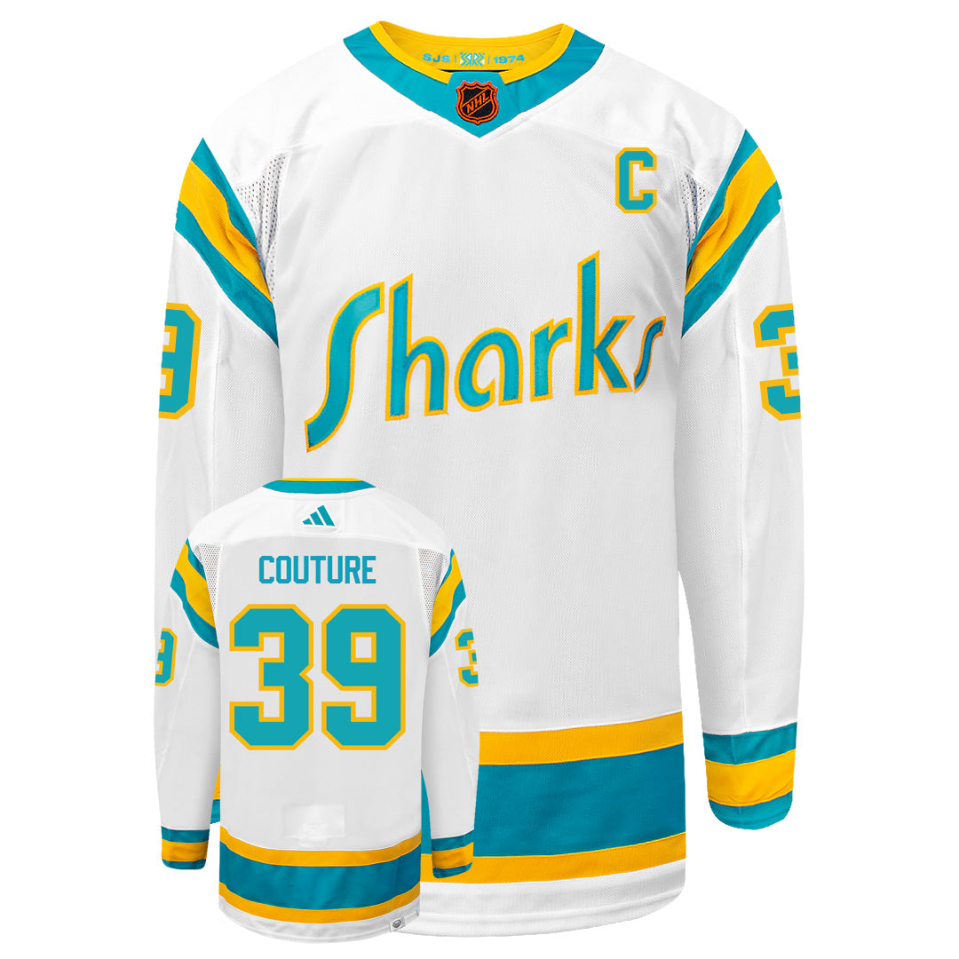 Logan Couture San Jose Sharks Adidas 2022 Primegreen Reverse Retro Authentic NHL Hockey Jersey - vstockx
