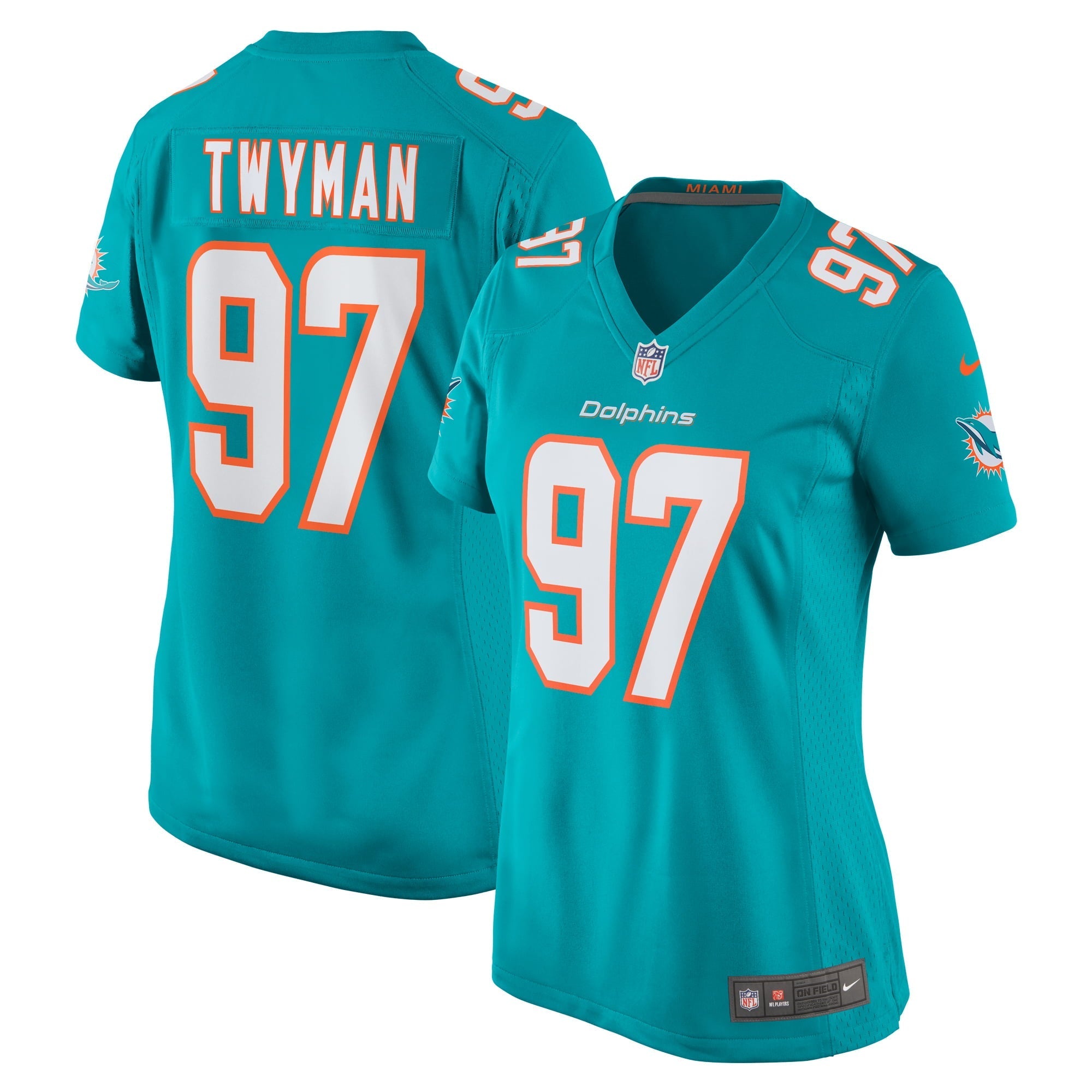 Women's Nike Jaylen Twyman Aqua Miami Dolphins Home Game Player Jersey - vstockx