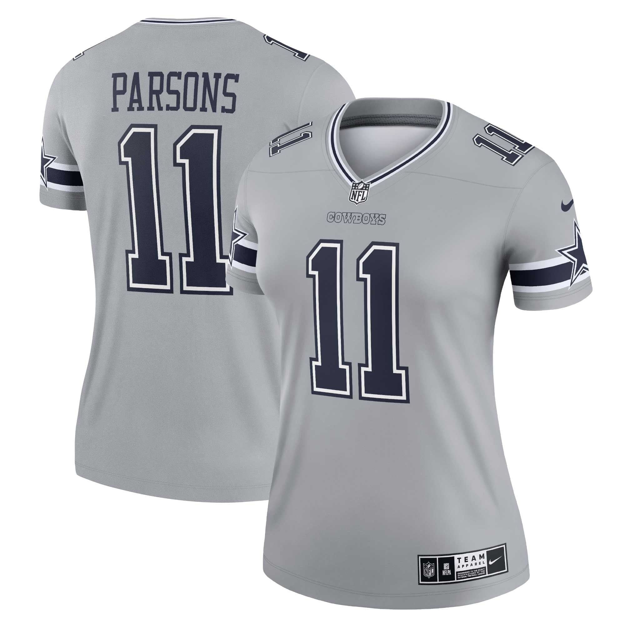 Women's Nike Micah Parsons Silver Dallas Cowboys Inverted Legend Jersey - vstockx