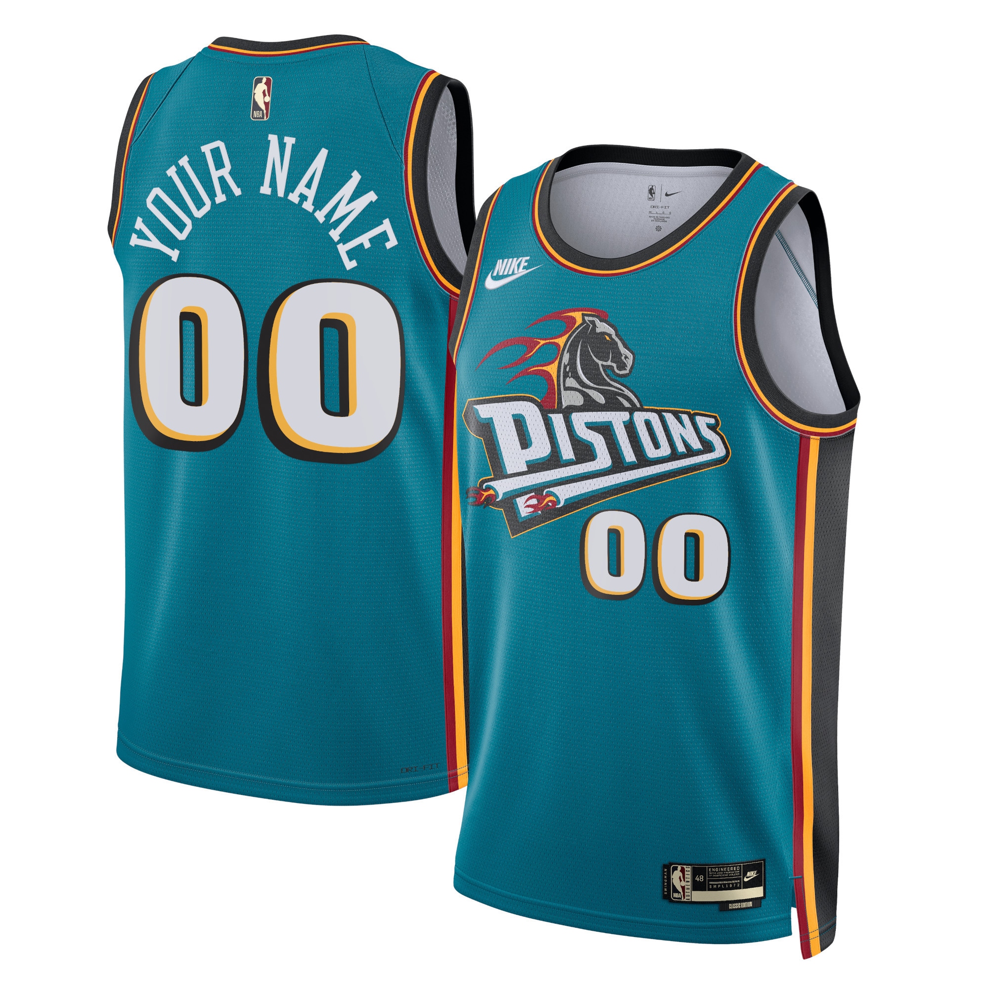 Detroit Pistons Nike Unisex 2022/23 Custom Swingman Jersey - Classic Edition - Teal - vstockx