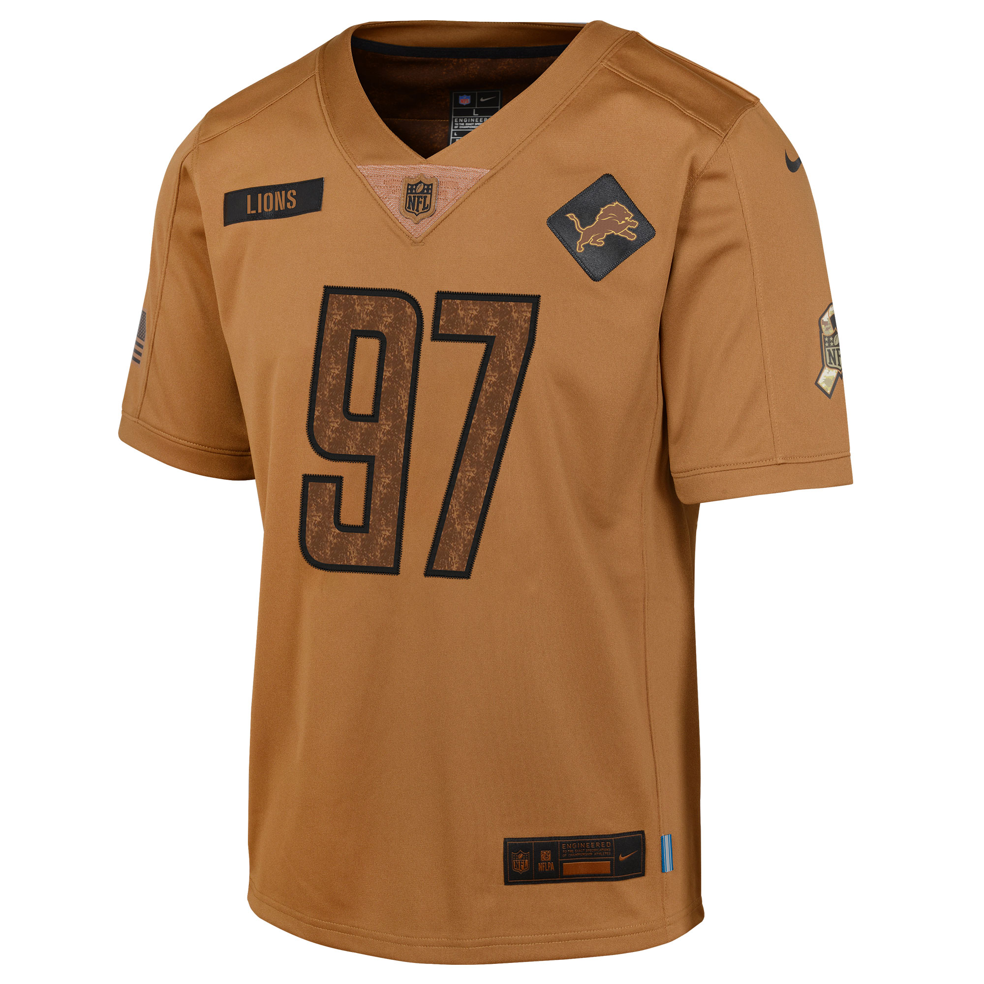 Aidan Hutchinson Detroit Lions Nike Youth 2023 Salute To Service Limited Jersey - Brown - vstockx