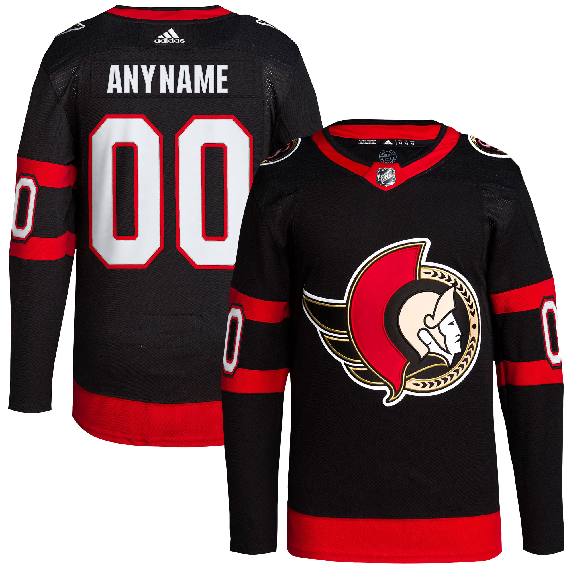 Ottawa Senators adidas Home Primegreen Authentic Pro Custom Jersey - Black - vstockx