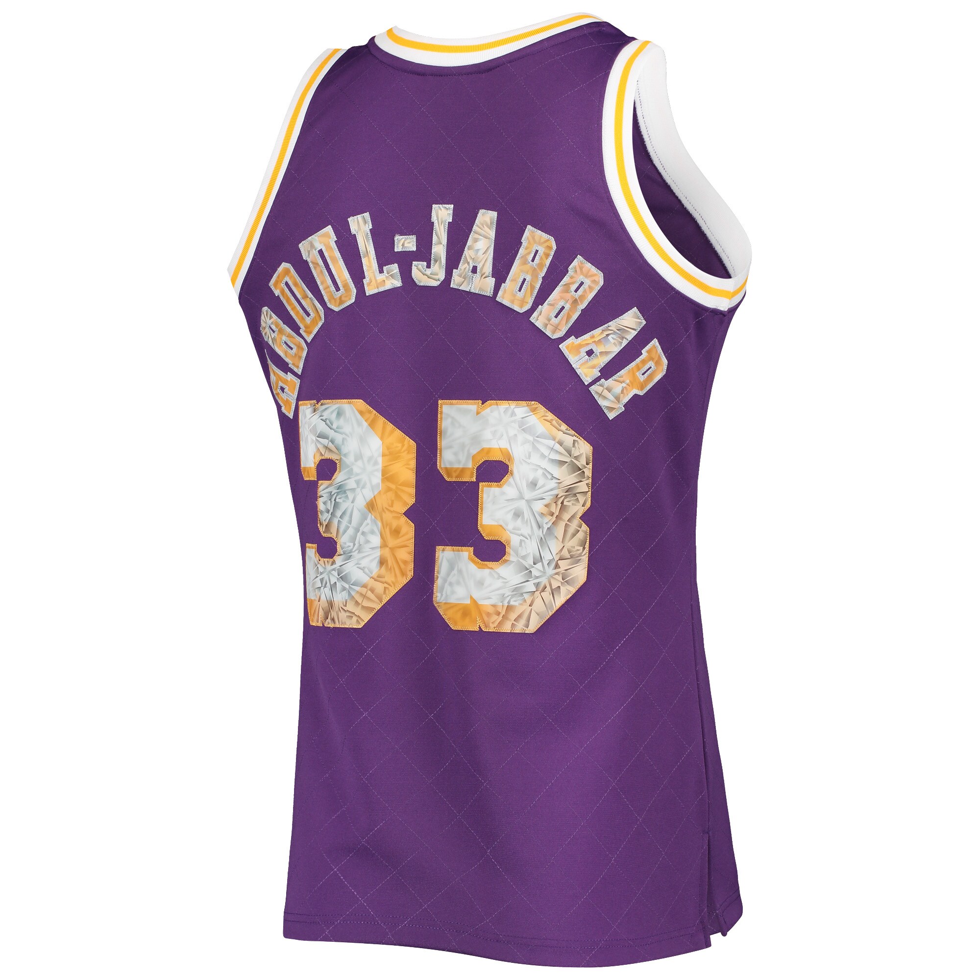 Kareem Abdul-Jabbar Los Angeles Lakers Mitchell & Ness 1996-97 Hardwood Classics NBA 75th Anniversary Diamond Swingman Jersey - Purple - vstockx