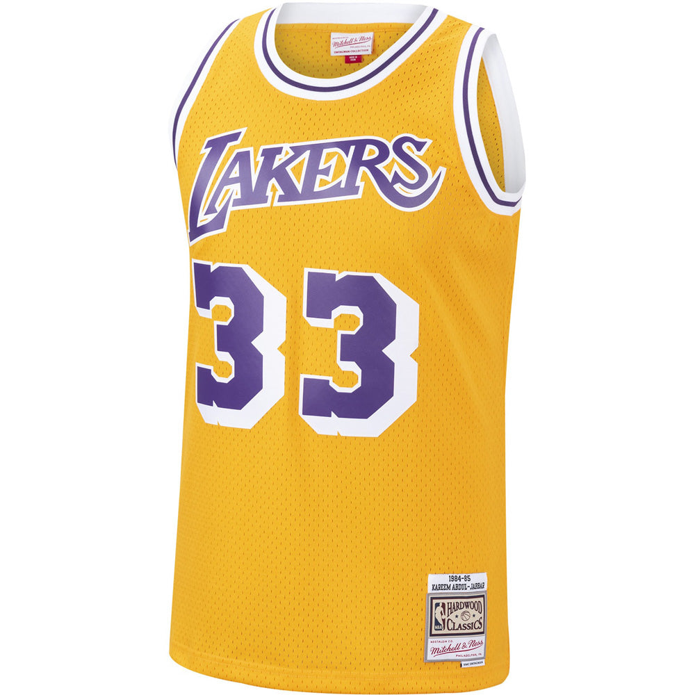 Youth Los Angeles Lakers Kareem Abdul-Jabbar 1984-85 Hardwood Classic Jersey - Gold - vstockx