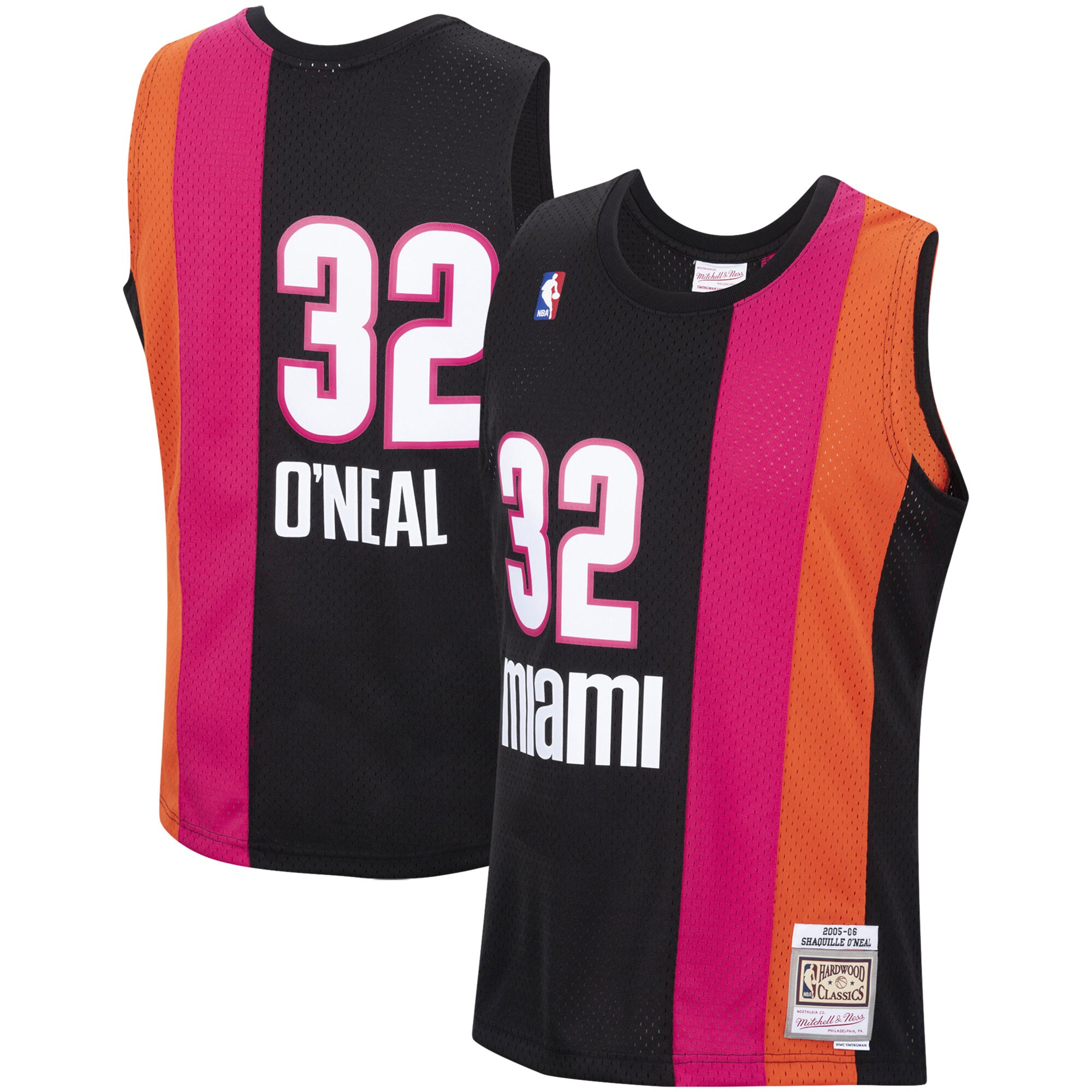 Shaquille O'Neal Miami Heat Mitchell & Ness Hardwood Classics Swingman Jersey - Black - vstockx