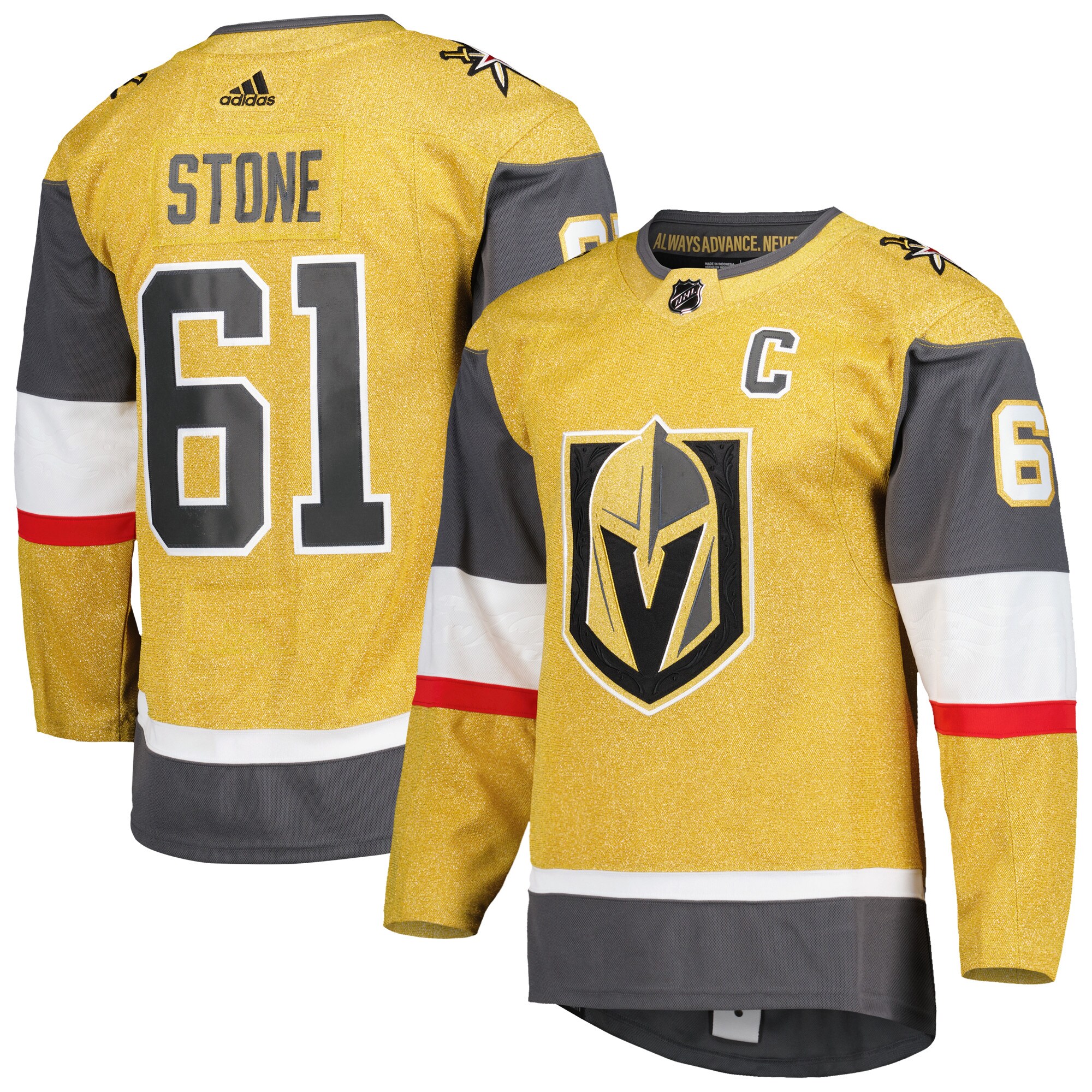 Mark Stone Vegas Golden Knights adidas Alternate Primegreen Authentic Pro Player Jersey - Gold - vstockx