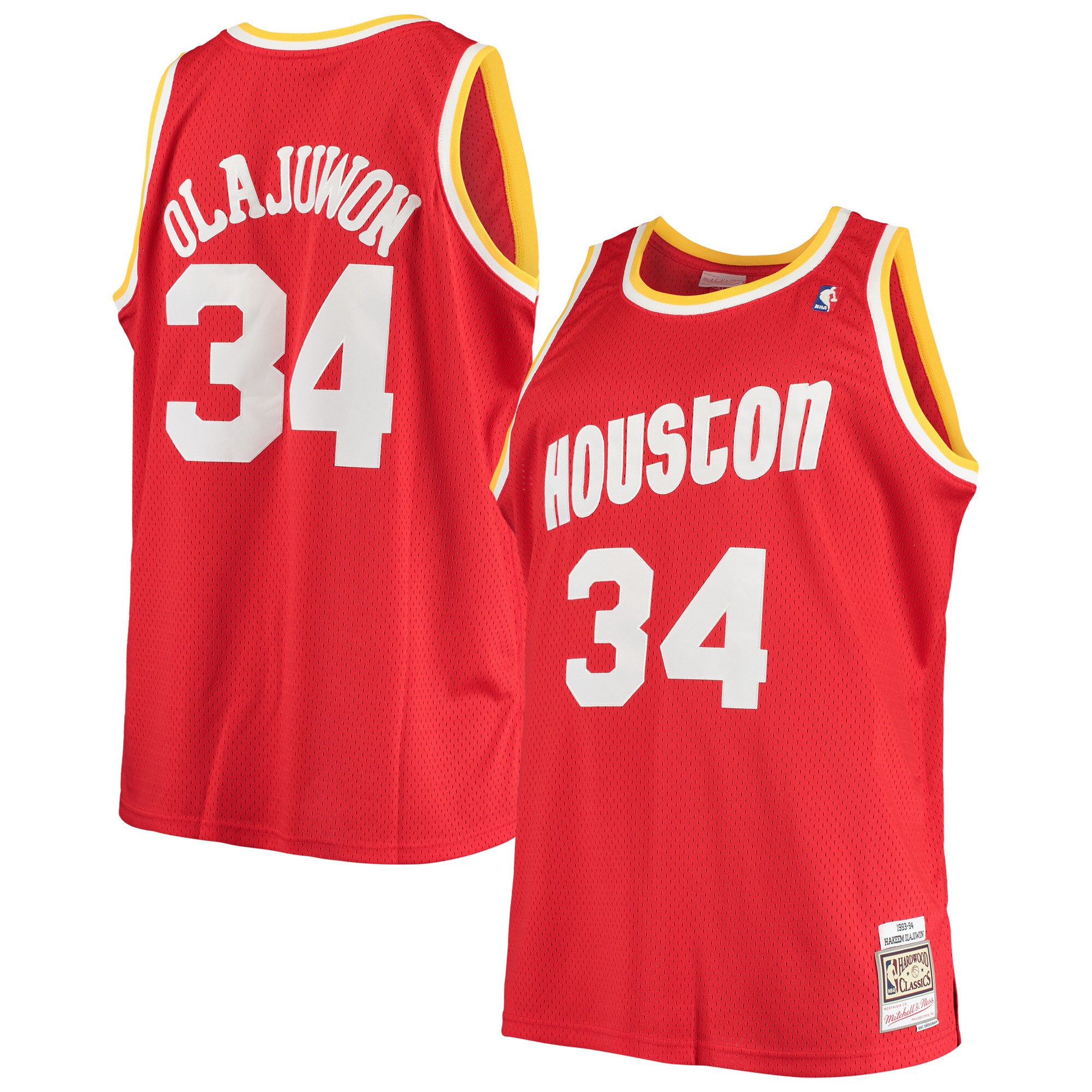 Hakeem Olajuwon Houston Rockets Mitchell & Ness Big & Tall Hardwood Classics Jersey - Red - vstockx