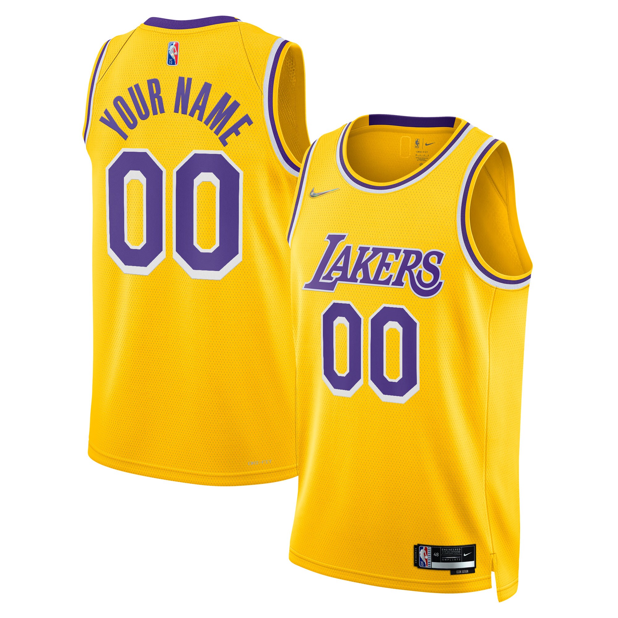 Los Angeles Lakers Nike 2021/22 Diamond Swingman Custom Jersey - Icon Edition - Gold - vstockx